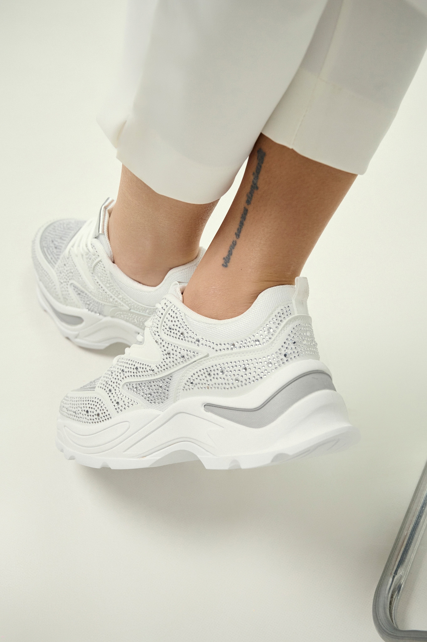 Chunky Fashion Sneakers – All-Over Rhinestones