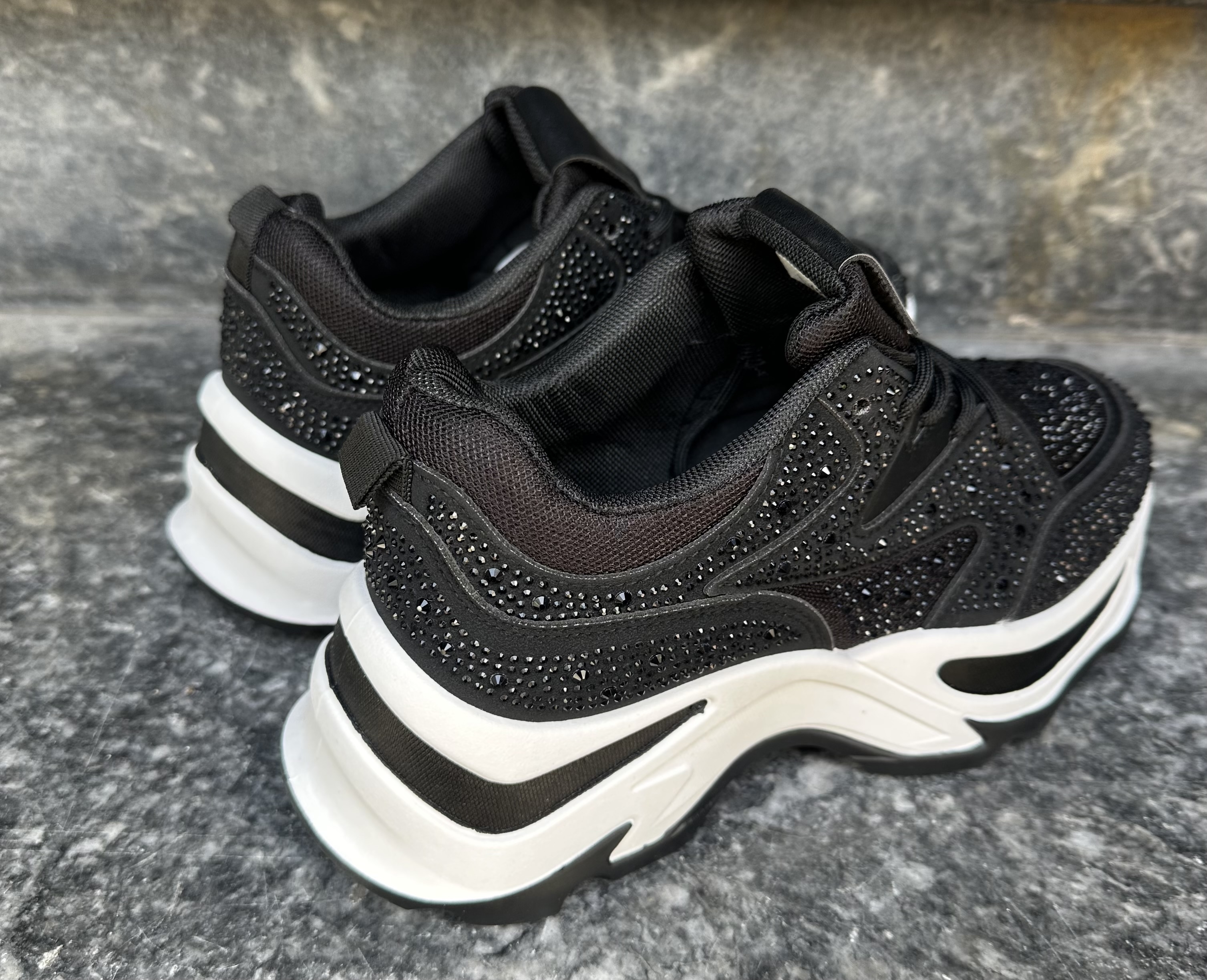Chunky Fashion Sneakers – All-Over Rhinestones