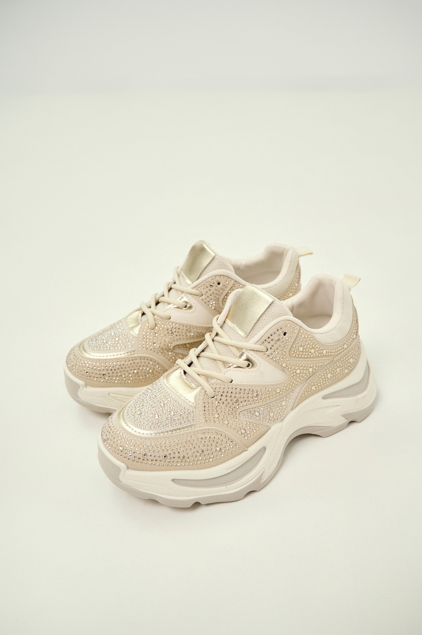 Chunky Fashion Sneakers – All-Over Rhinestones