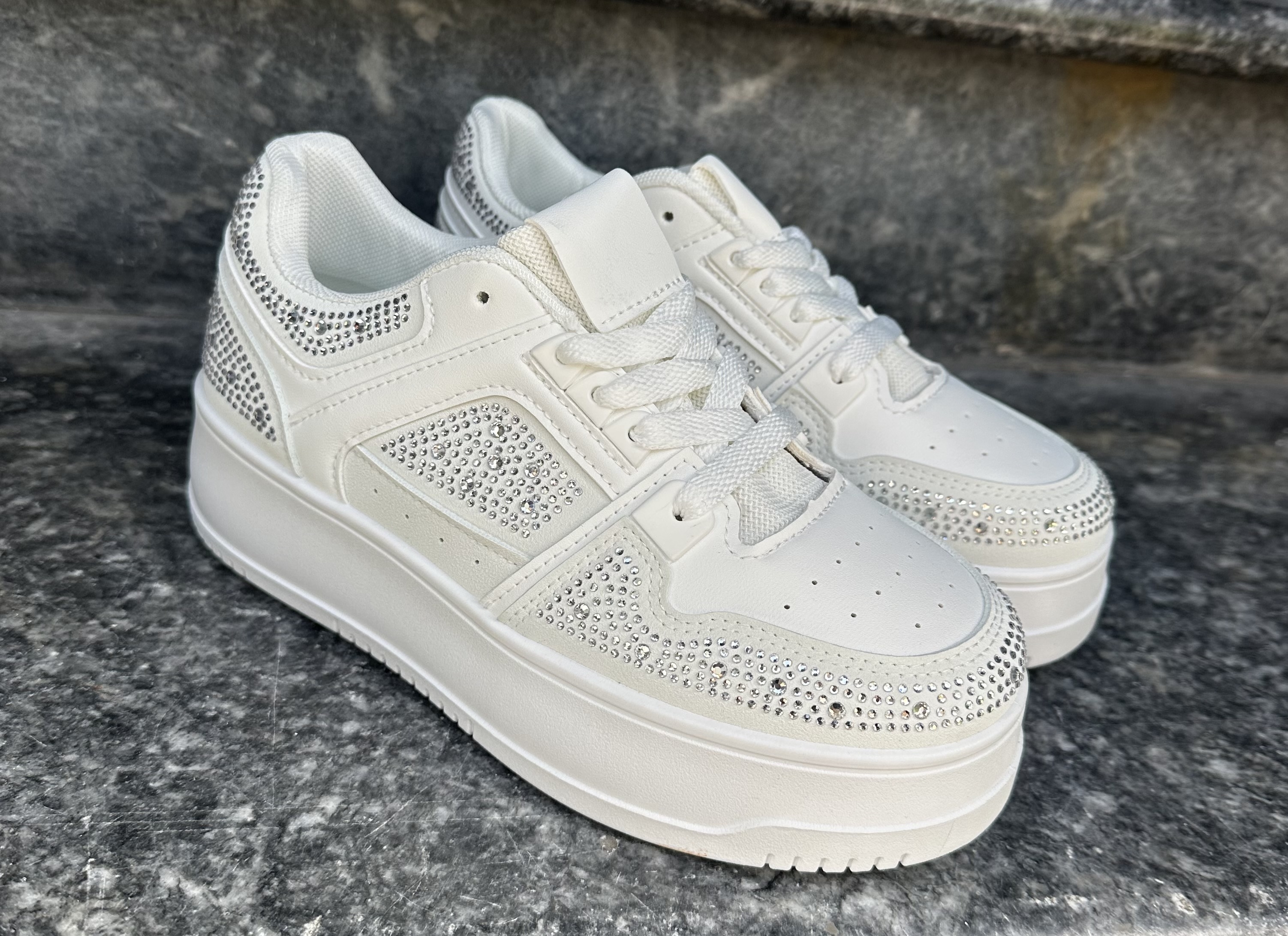 Platform Sneakers – Subtle Rhinestone Details