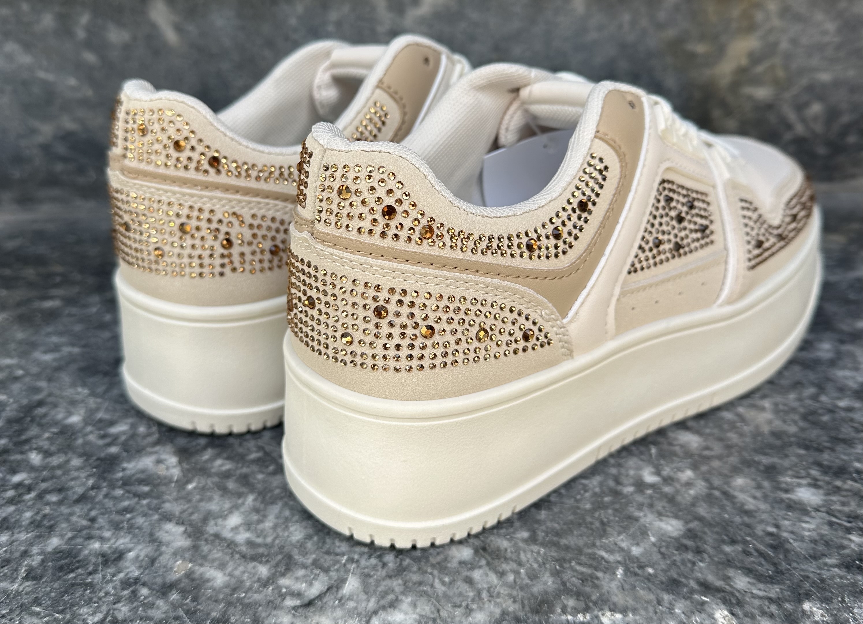 Platform Sneakers – Subtle Rhinestone Details