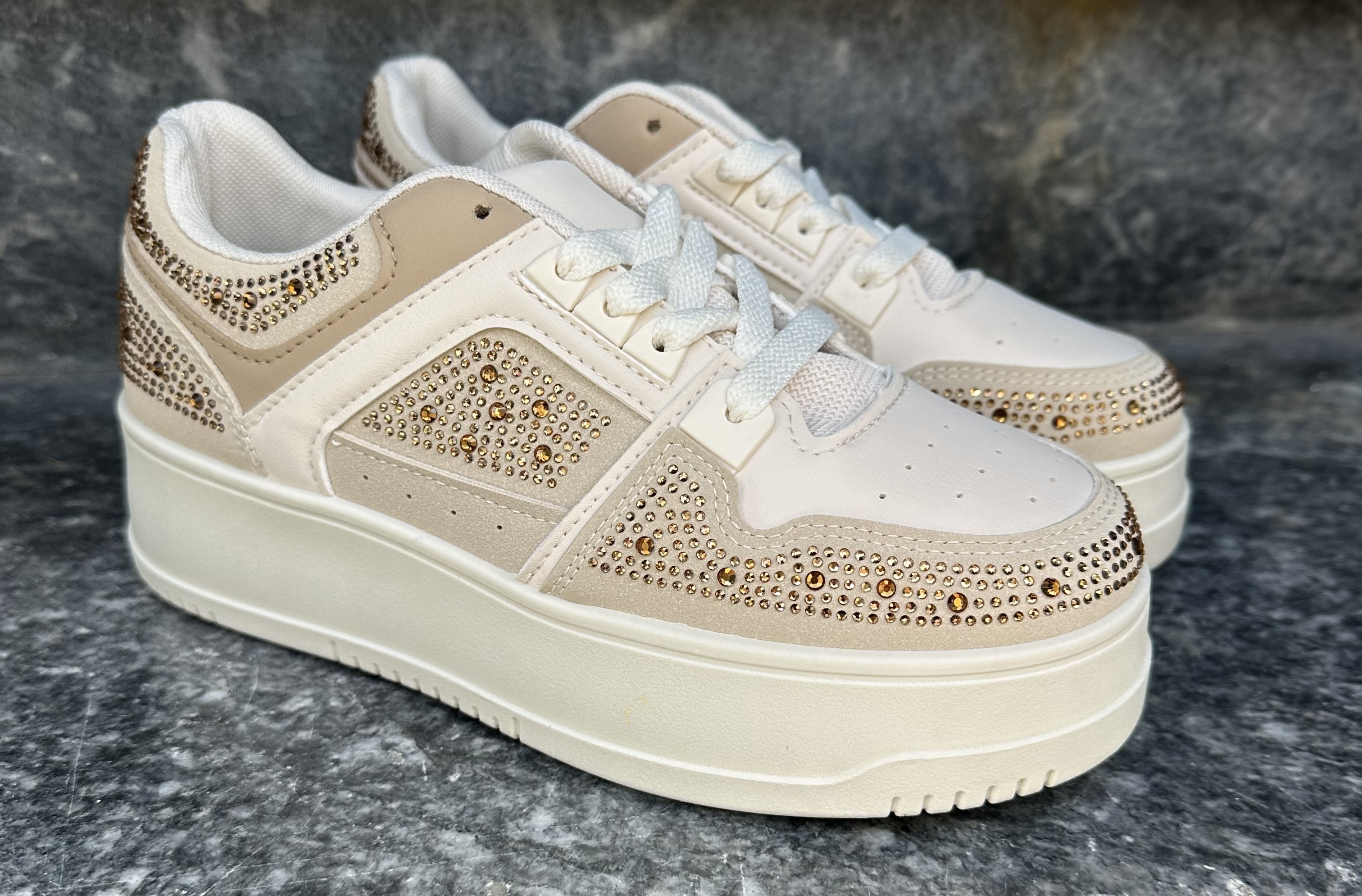 Platform Sneakers – Subtle Rhinestone Details