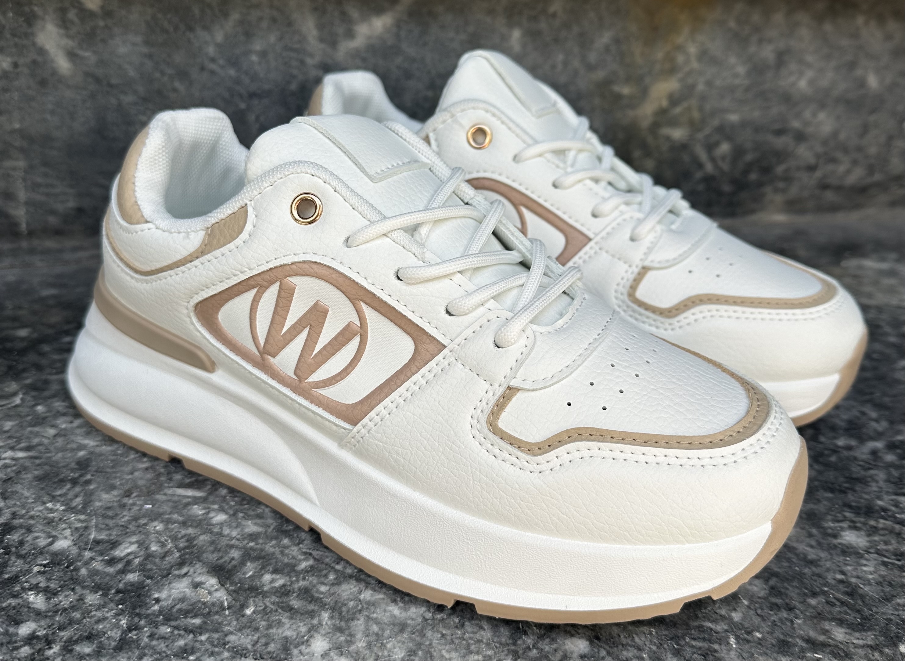 Two-Tone Lace-Up Sneaker Featuring W Logo