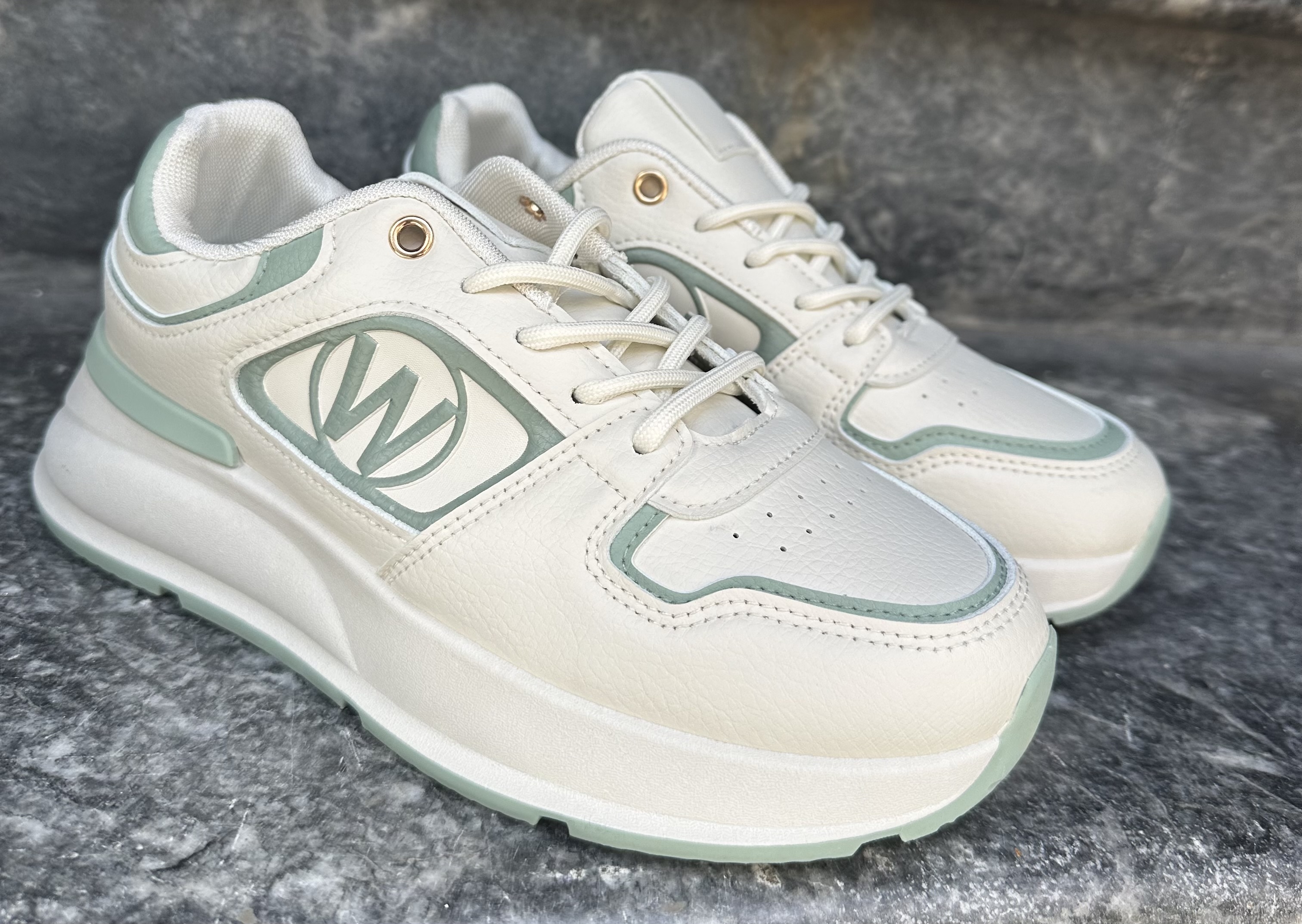 Two-Tone Lace-Up Sneaker Featuring W Logo
