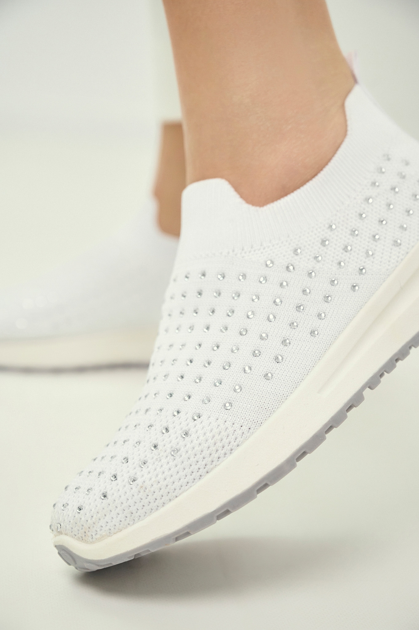 Knit Slip-On Sneakers with Strass