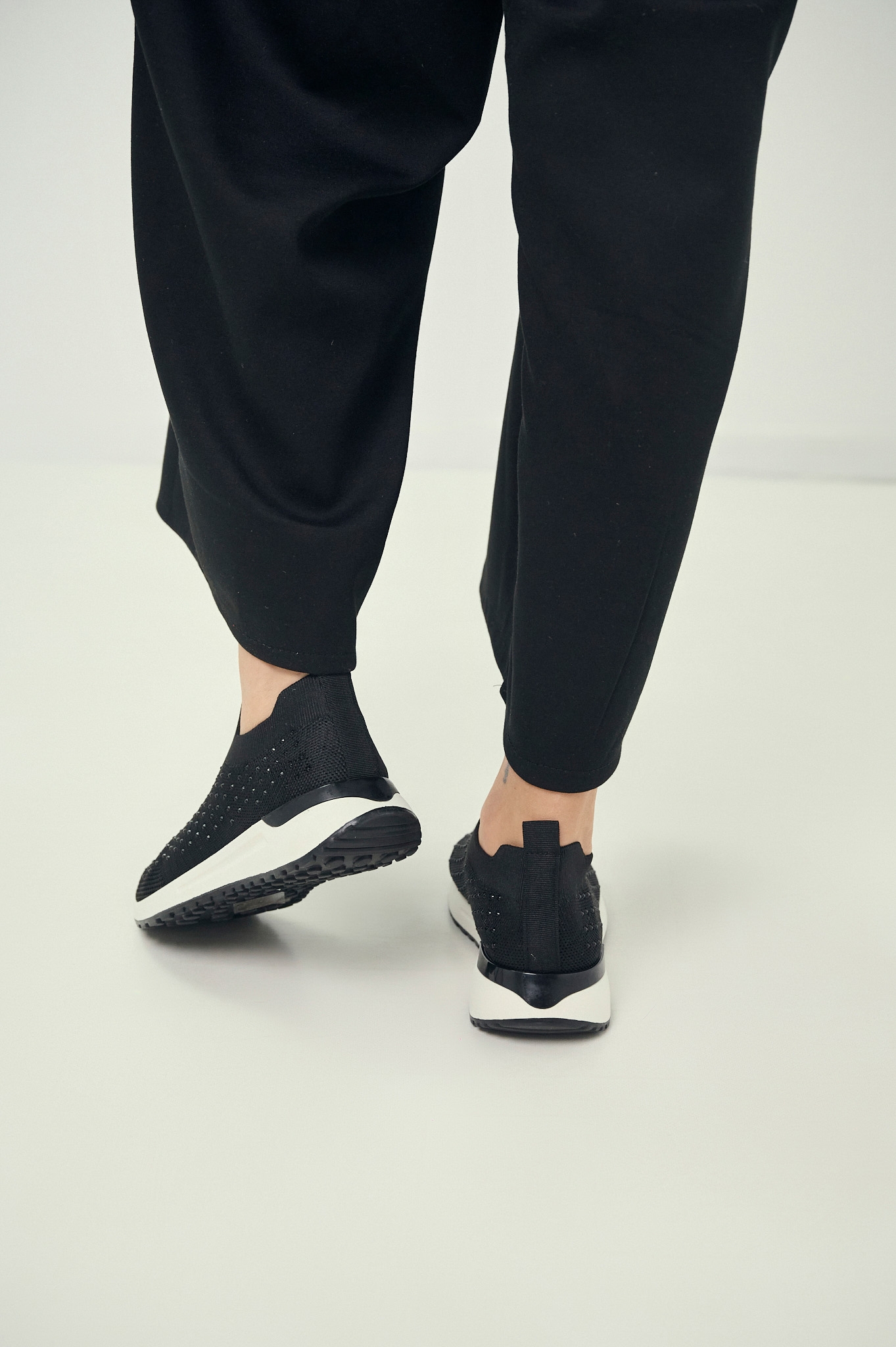 Knit Slip-On Sneakers with Strass