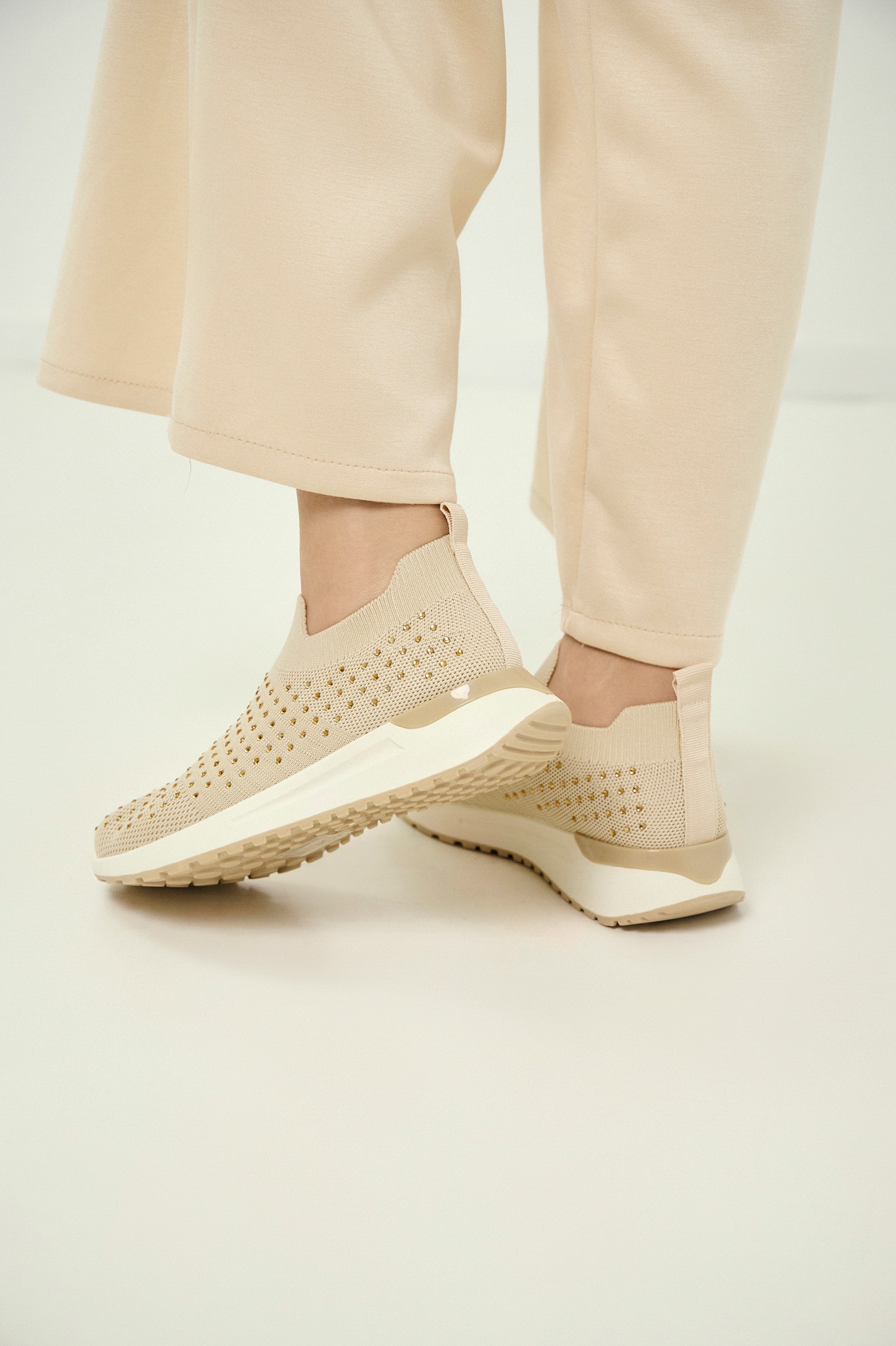 Knit Slip-On Sneakers with Strass