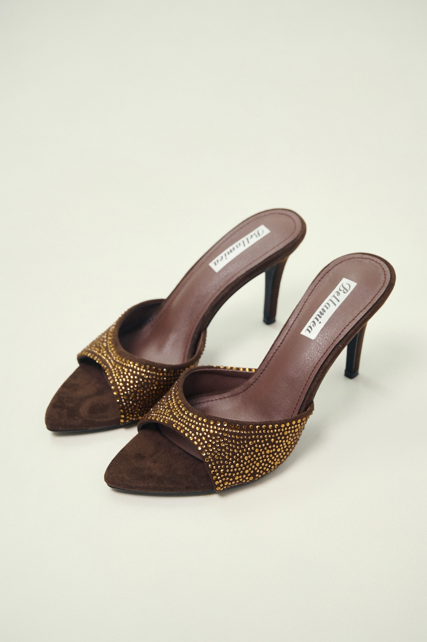 Women’s Rhinestone Mule Heels with Slim Stiletto