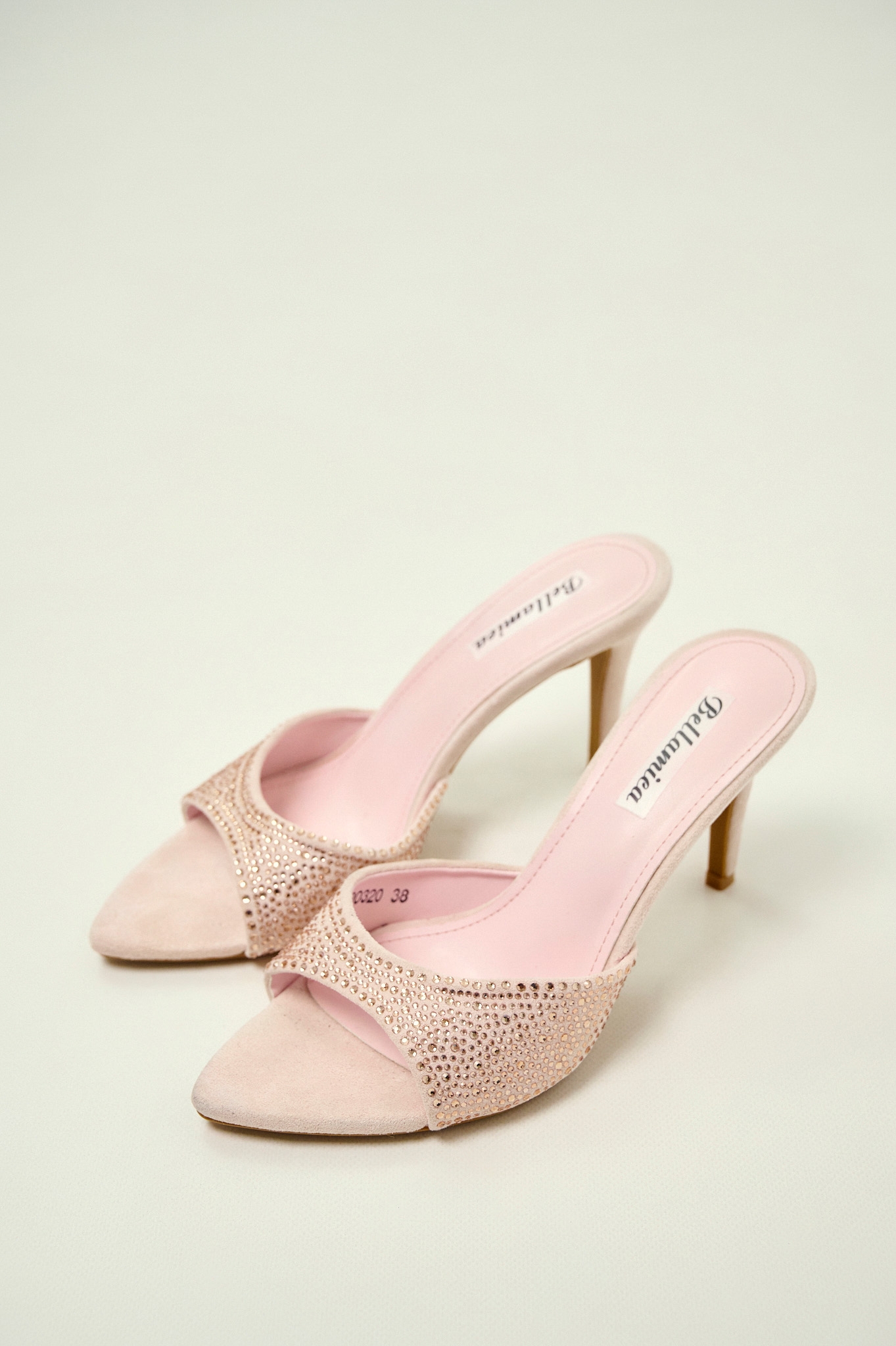 Mule Με Στρας & Λεπτό Τακούνι