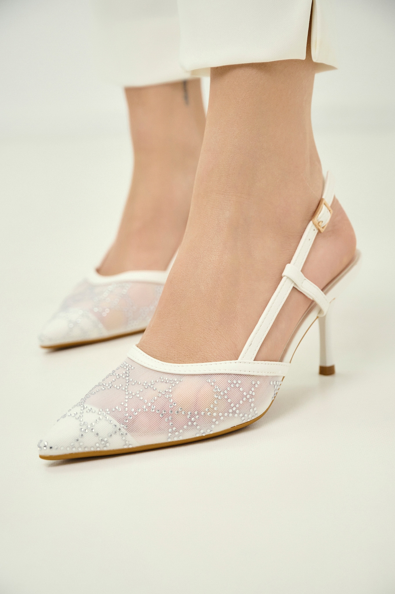 Women’s Mesh & Rhinestone Slingback Heels