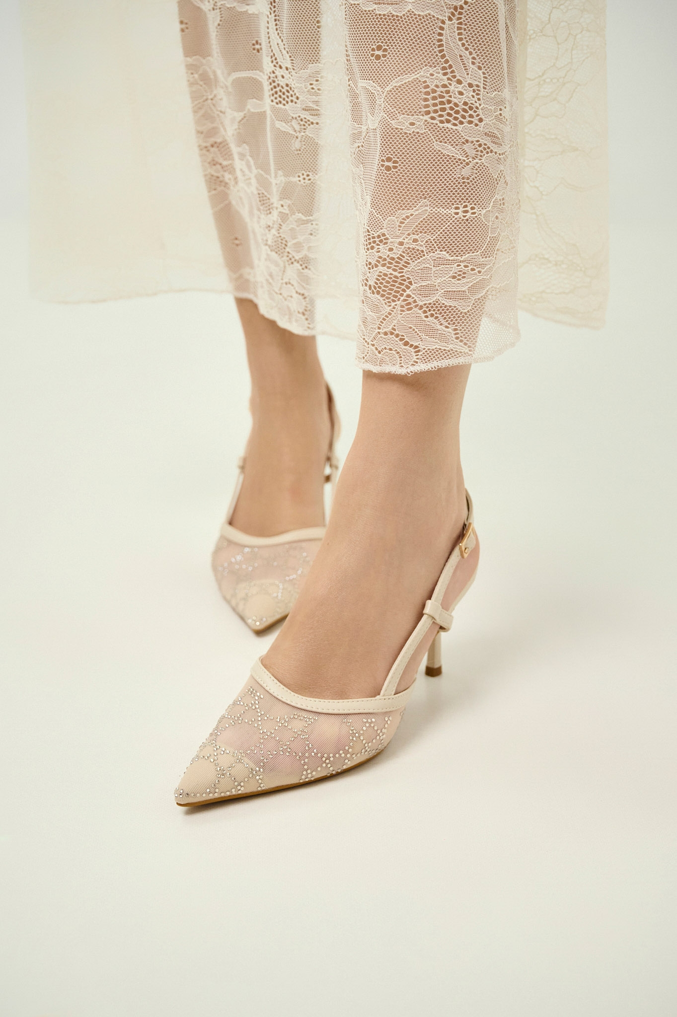 Women’s Mesh & Rhinestone Slingback Heels