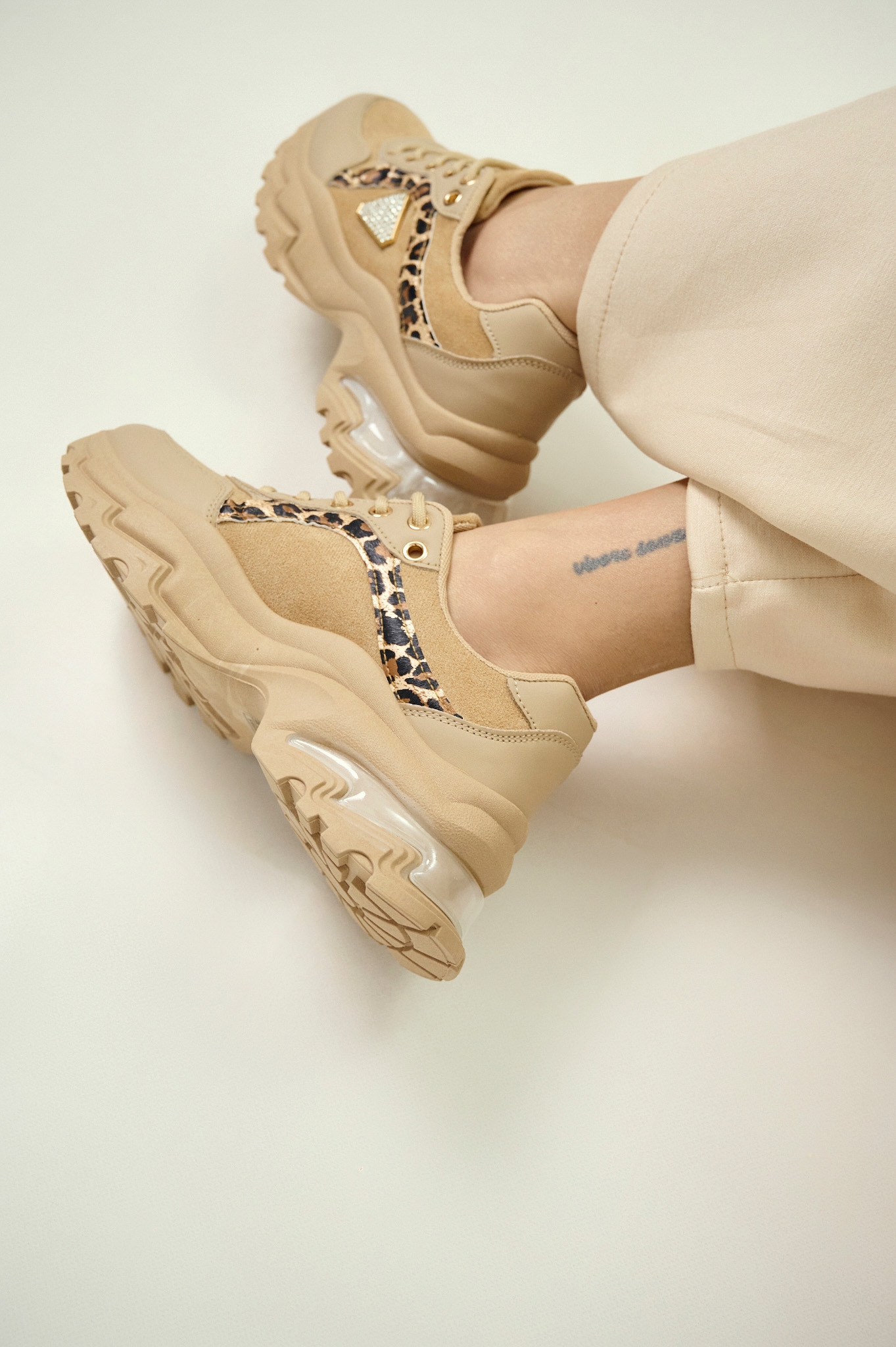 Chunky Sneakers with Leopard Detail