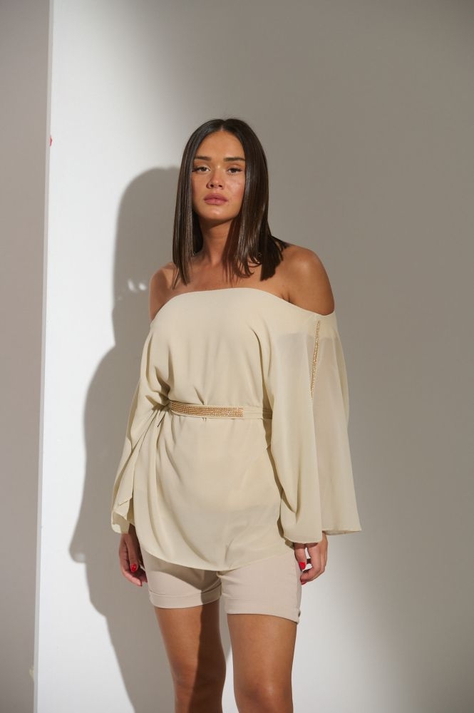 Μπλούζα Νυχτερίδα Με Λεπτομέριες Στρας