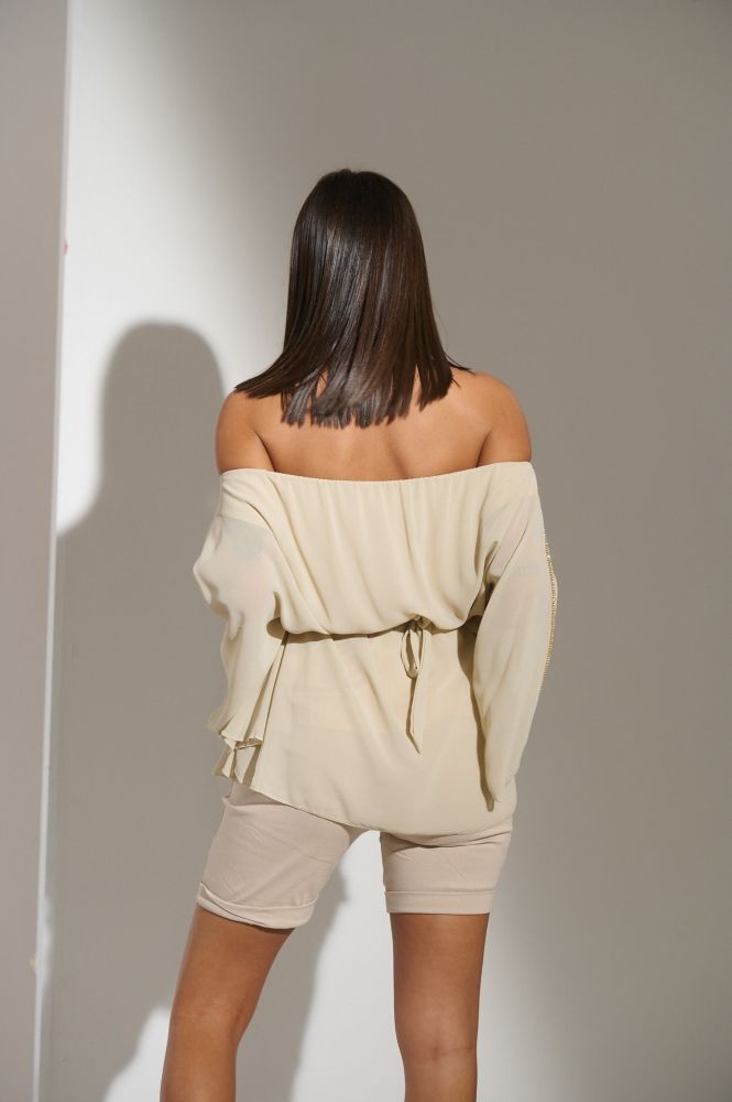 Μπλούζα Νυχτερίδα Με Λεπτομέριες Στρας