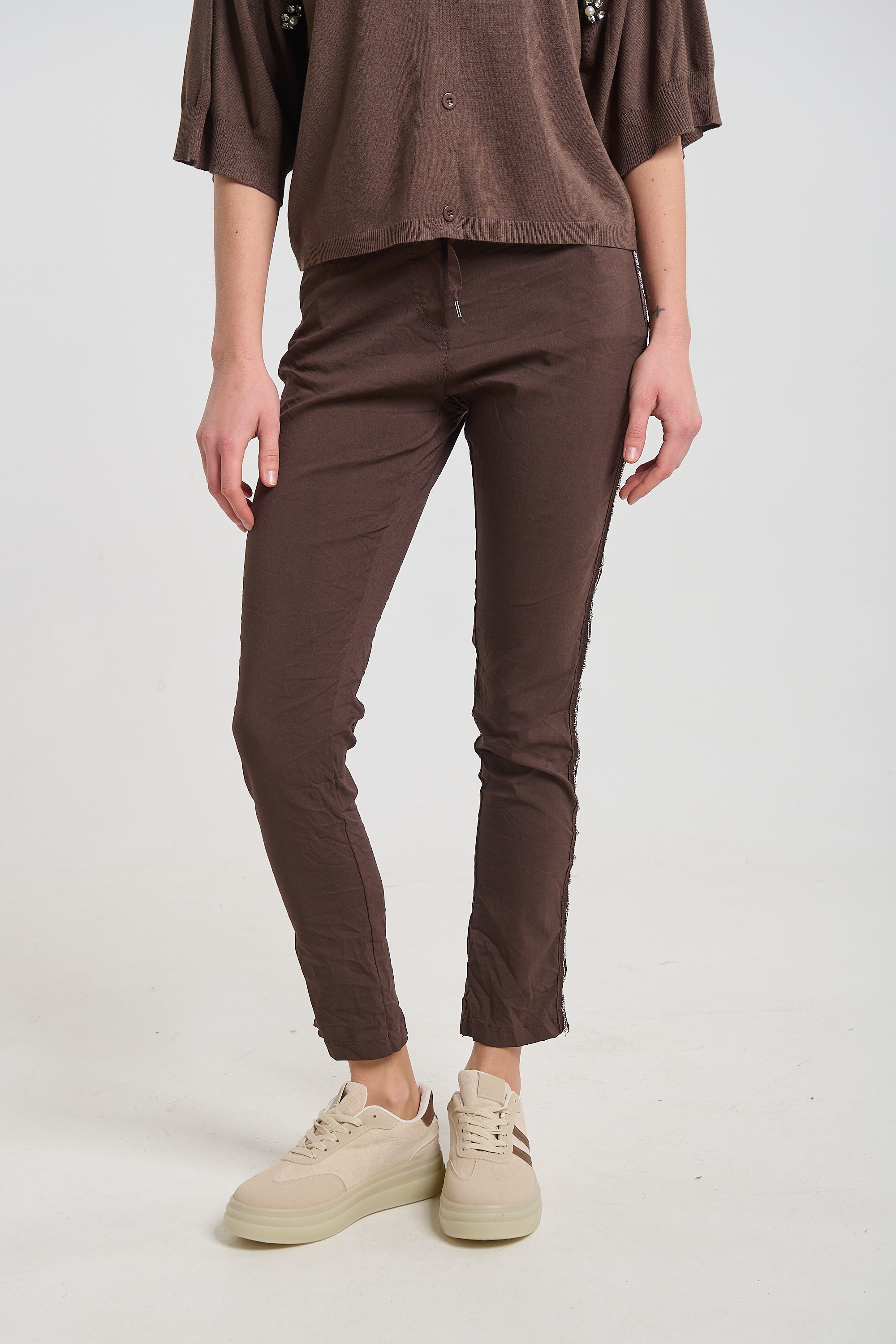 Straight-Leg Pants with Side Stripe for Women
