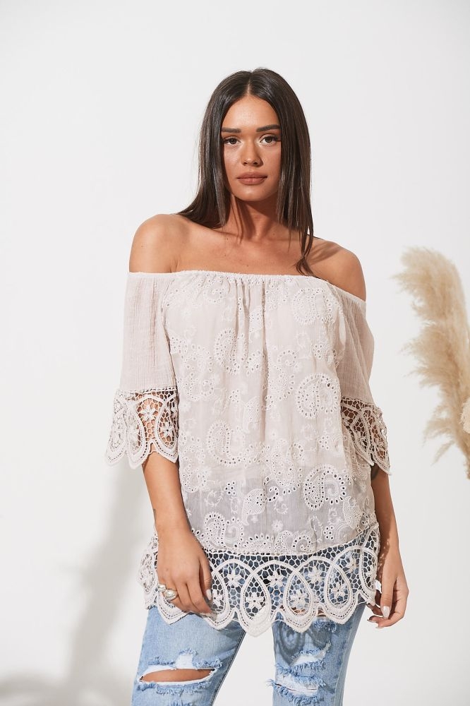 Μπλούζα Εξώμη Με Κηπούρ Φάσες