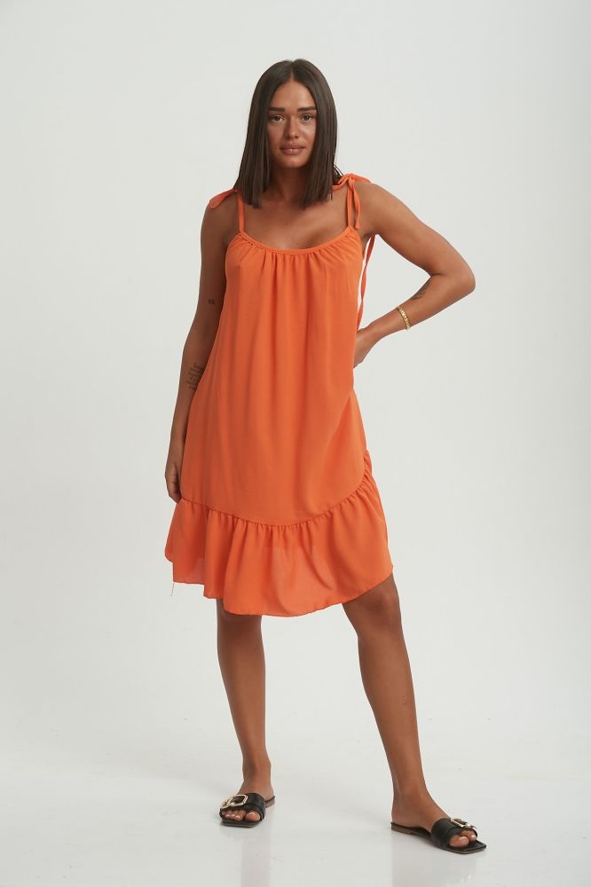 Φόρεμα Με Γαζιά & Δετές Ράντες