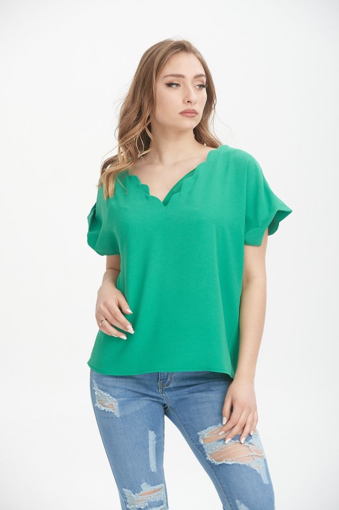 Μπλούζα Με Κυματάκια στο V