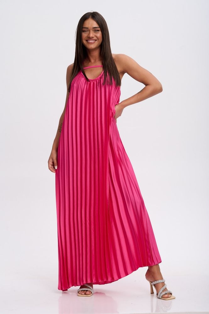 Φόρεμα Σατέν Πλισέ Maxi