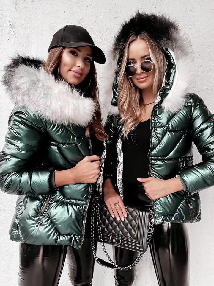 Μπουφάν Γυαλιστερό με Κουκούλα