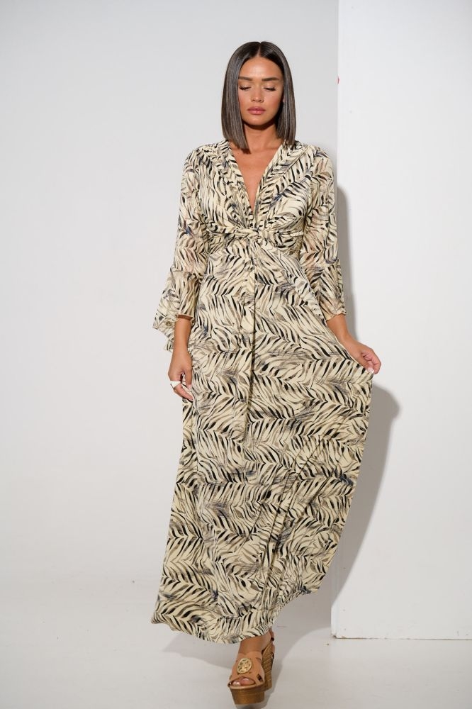 Μακρύ Ζέρσεϊ Φόρεμα Με Πυκνά Φύλλα