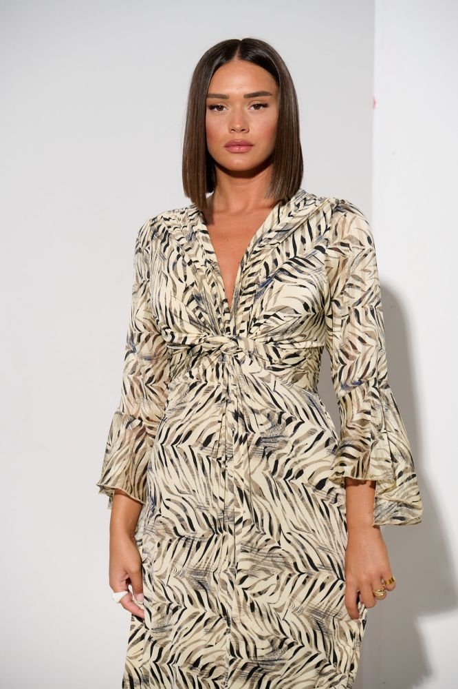 Μακρύ Ζέρσεϊ Φόρεμα Με Πυκνά Φύλλα