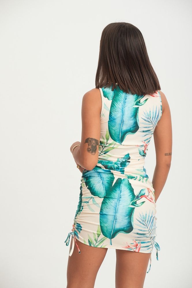 Φόρεμα Σουρωτό Ρίπ Φλοράλ