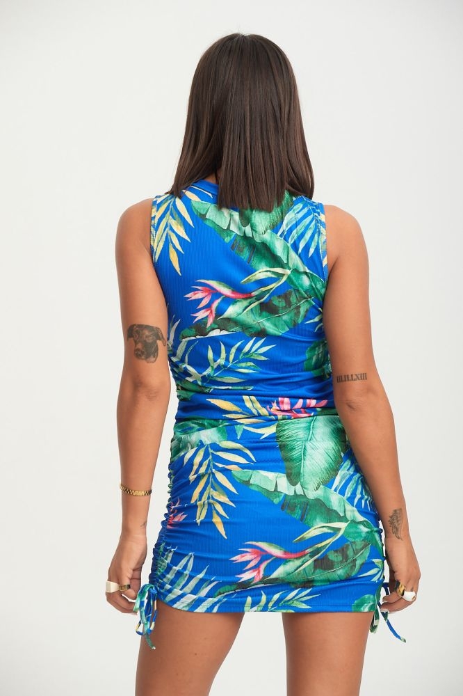 Φόρεμα Σουρωτό Ρίπ Φλοράλ