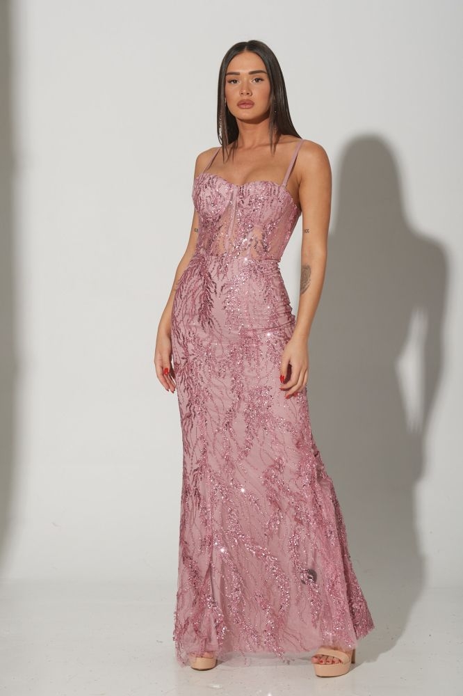 Αμπιγιέ Φόρεμα Glitter Με Πούλια