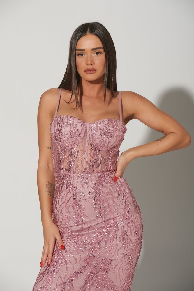 Αμπιγιέ Φόρεμα Glitter Με Πούλια