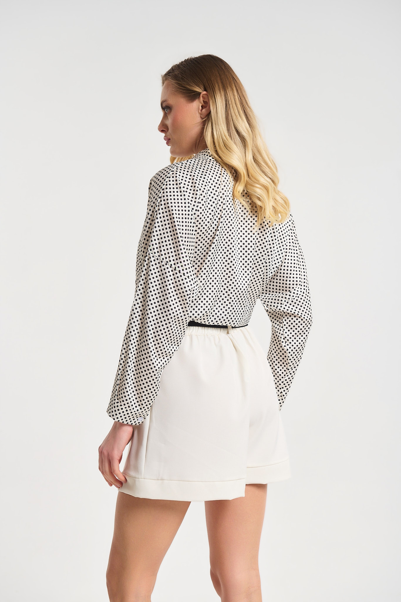 Polka Dot Tie-Front Shirt