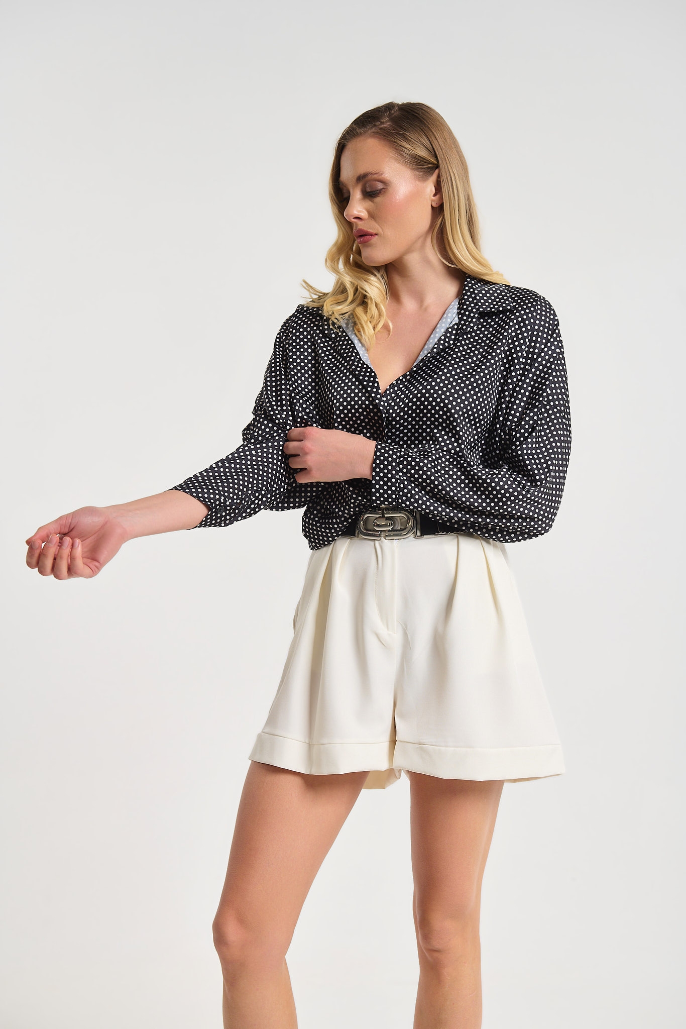 Polka Dot Tie-Front Shirt