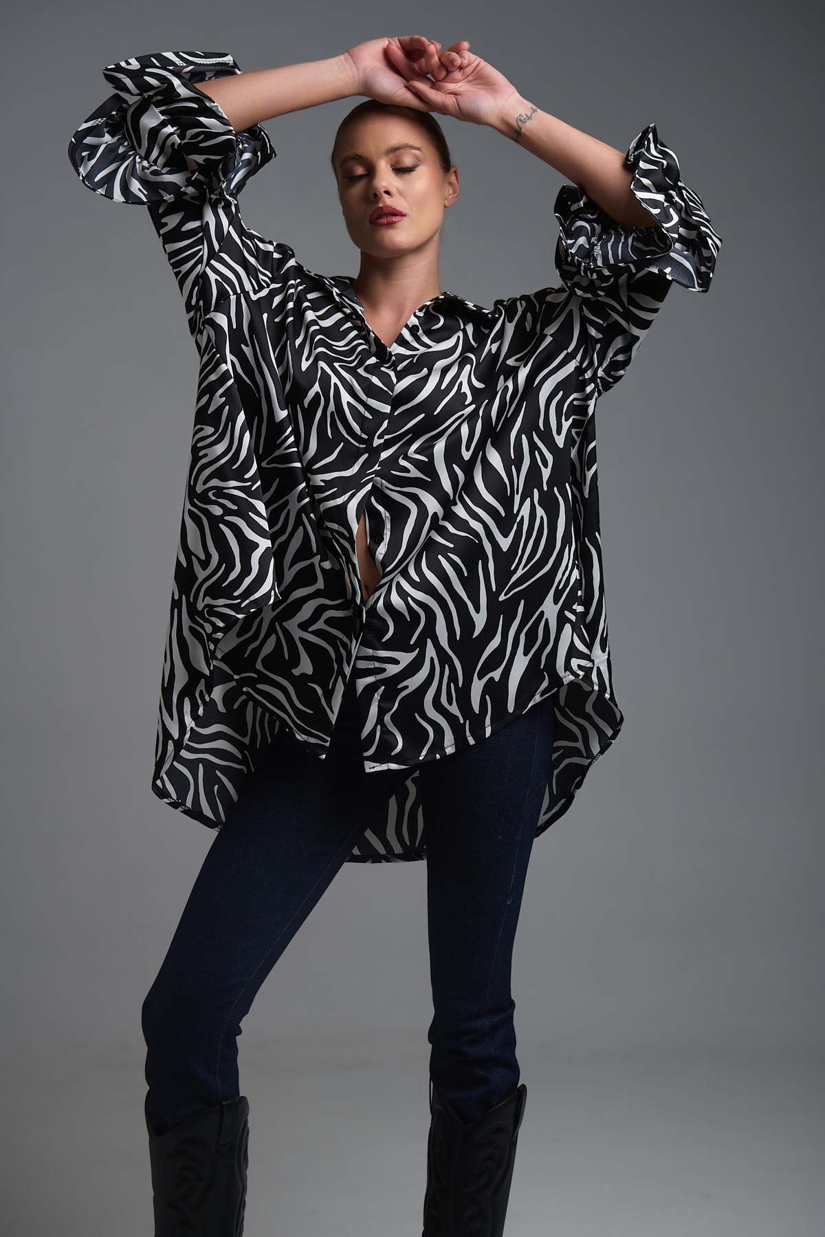 Πουκαμίσα με 3D Μανίκια & Zebra Print