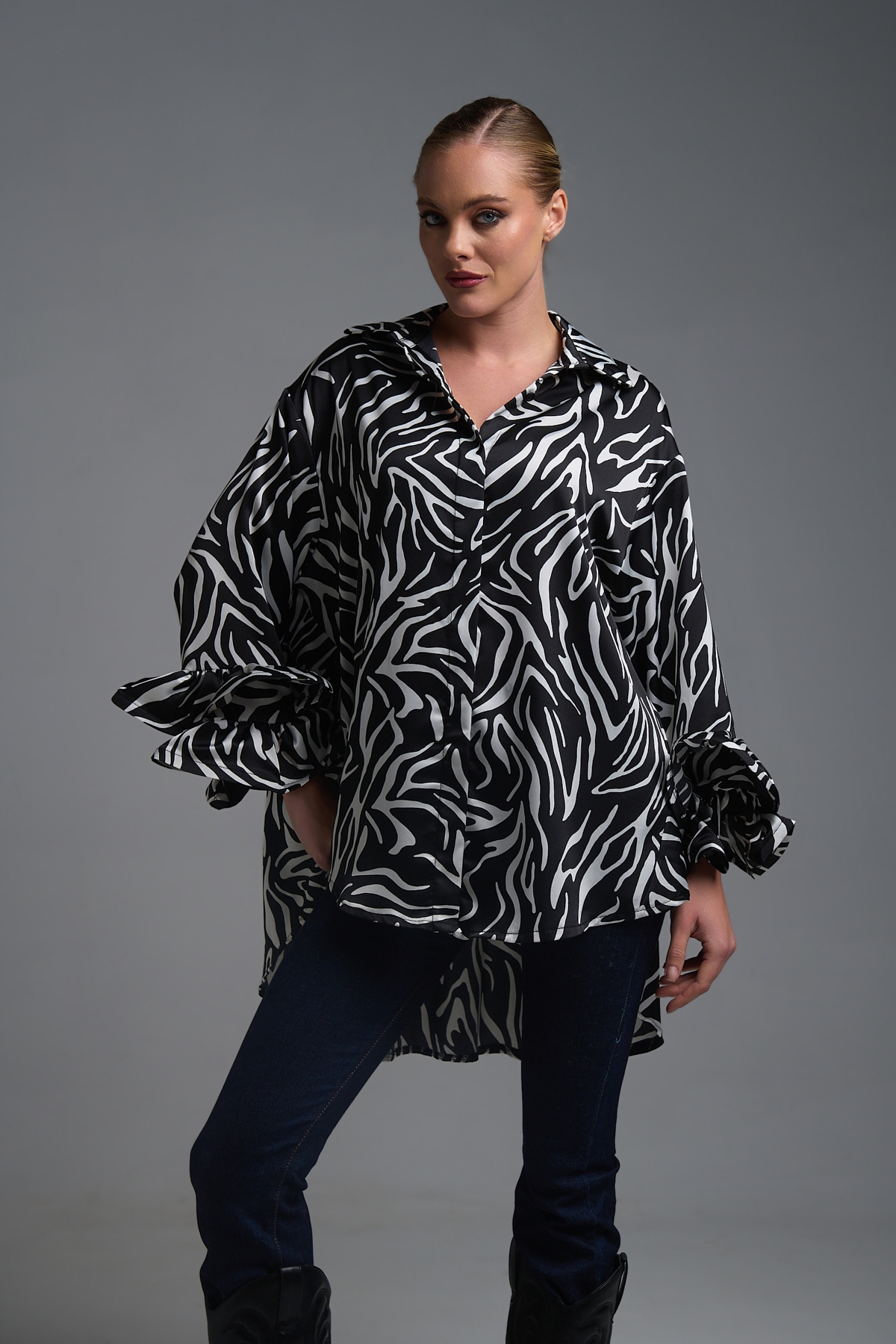 Πουκαμίσα με 3D Μανίκια & Zebra Print