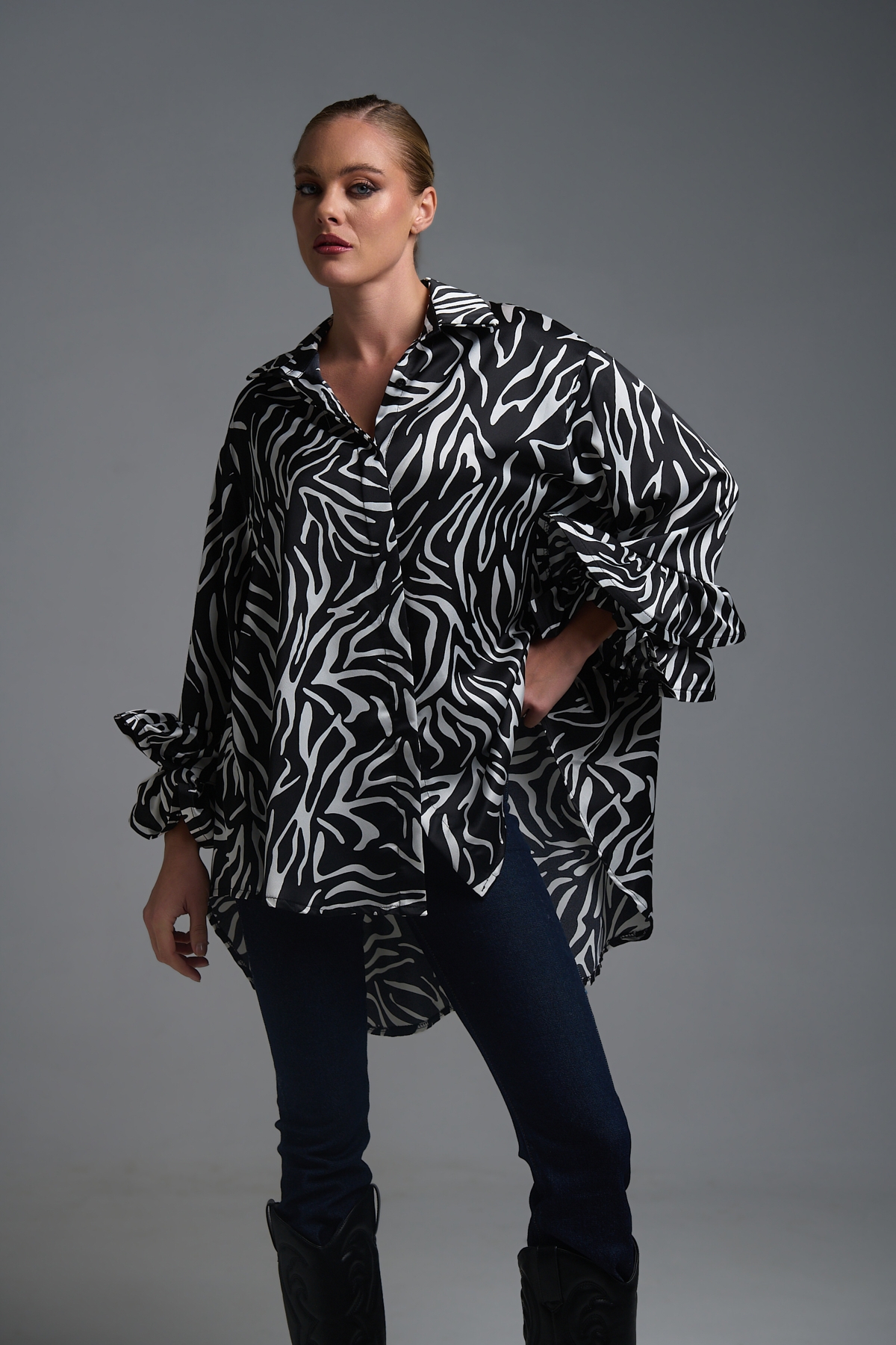 Πουκαμίσα με 3D Μανίκια & Zebra Print