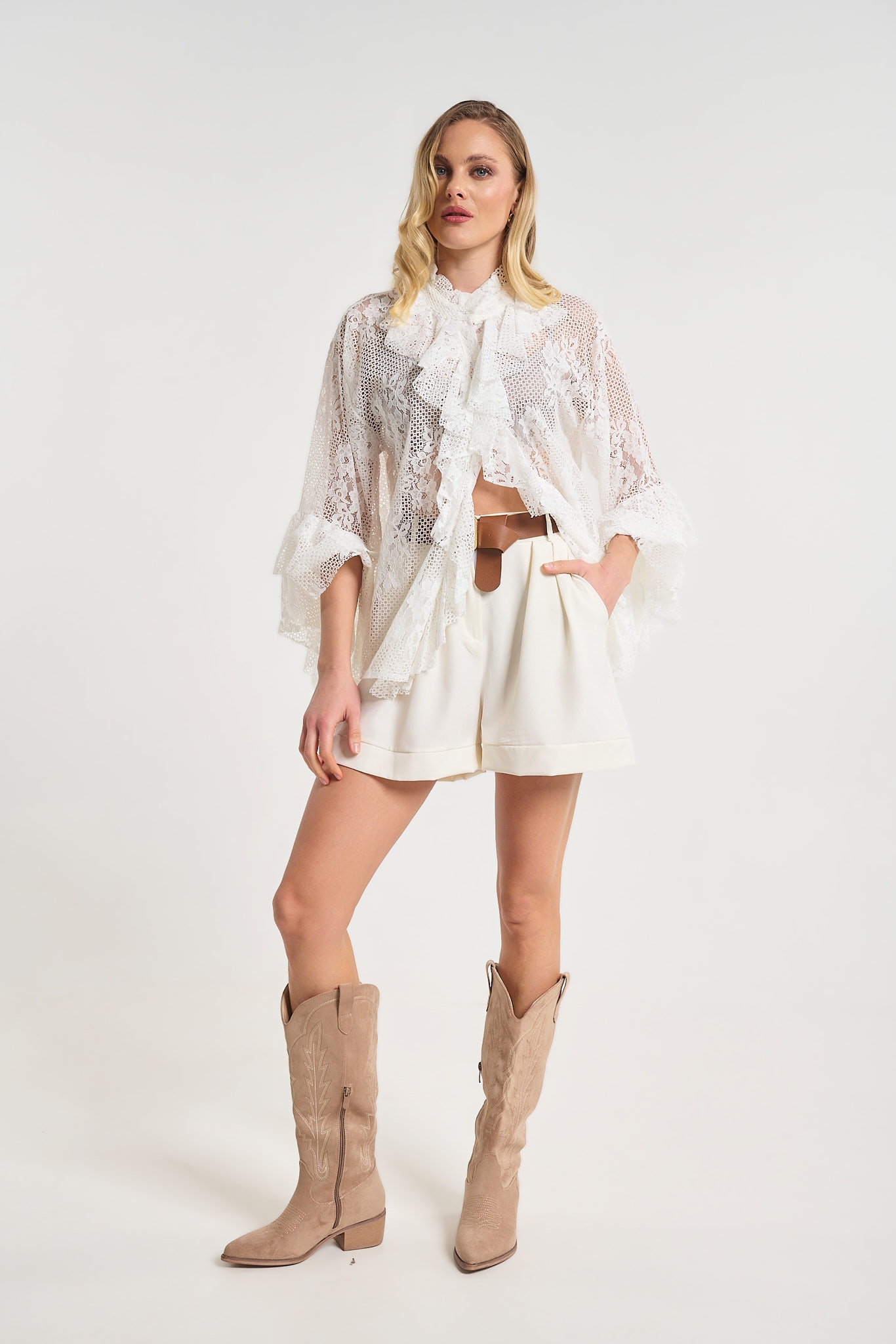 Lace Blouse with Ruffles