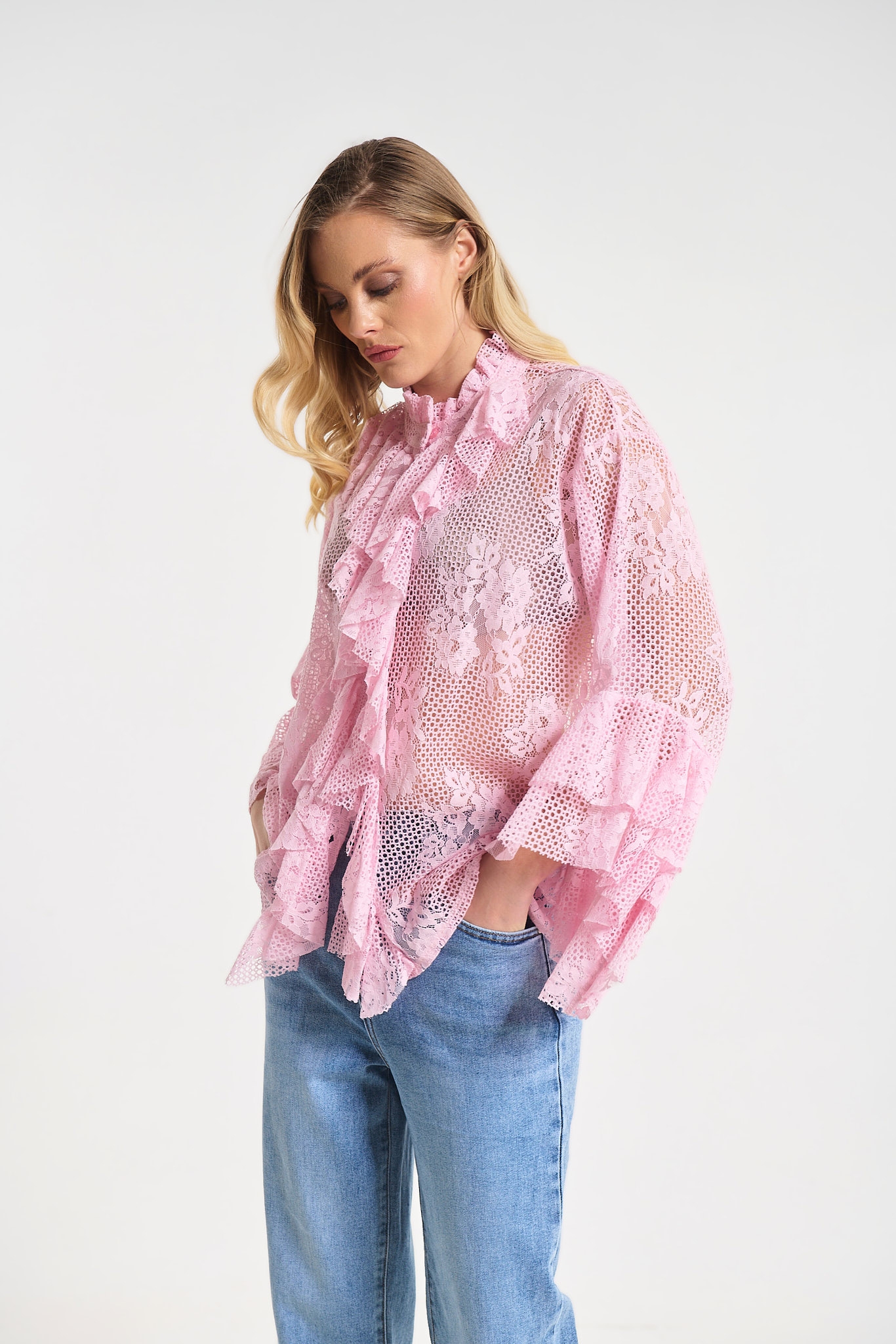 Lace Blouse with Ruffles