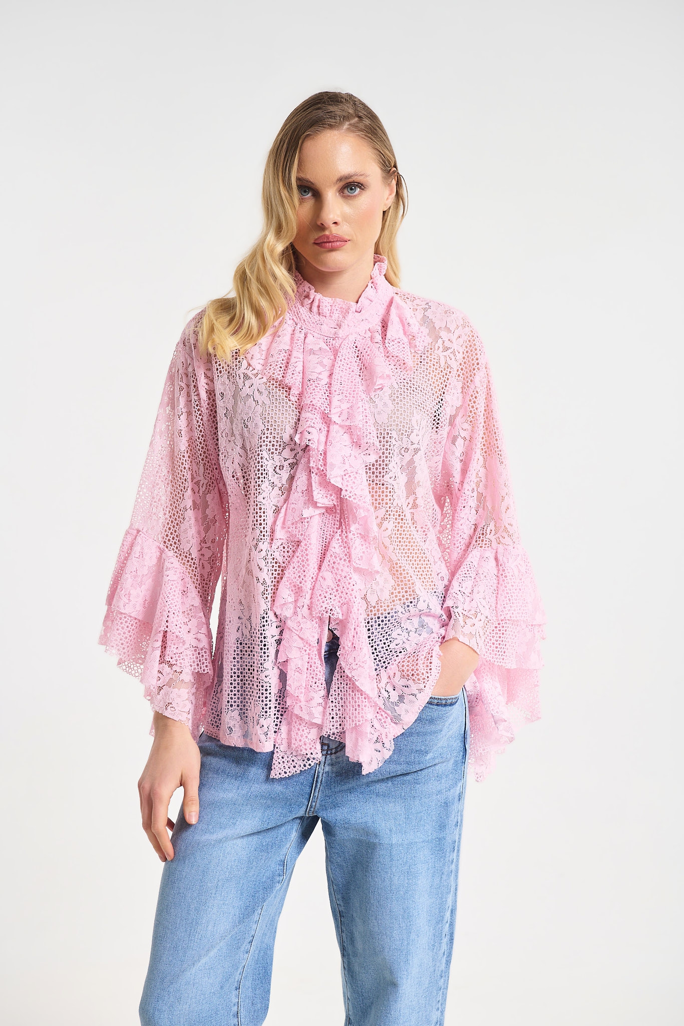 Lace Blouse with Ruffles
