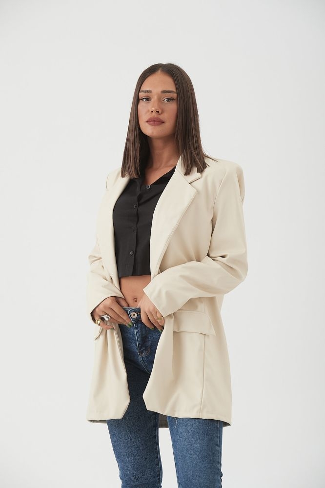 Σακκάκι Oversized Από Δερματίνη