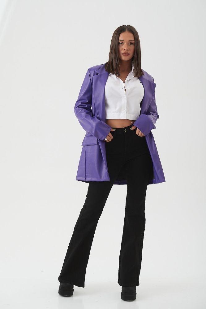 Σακκάκι Oversized Από Δερματίνη