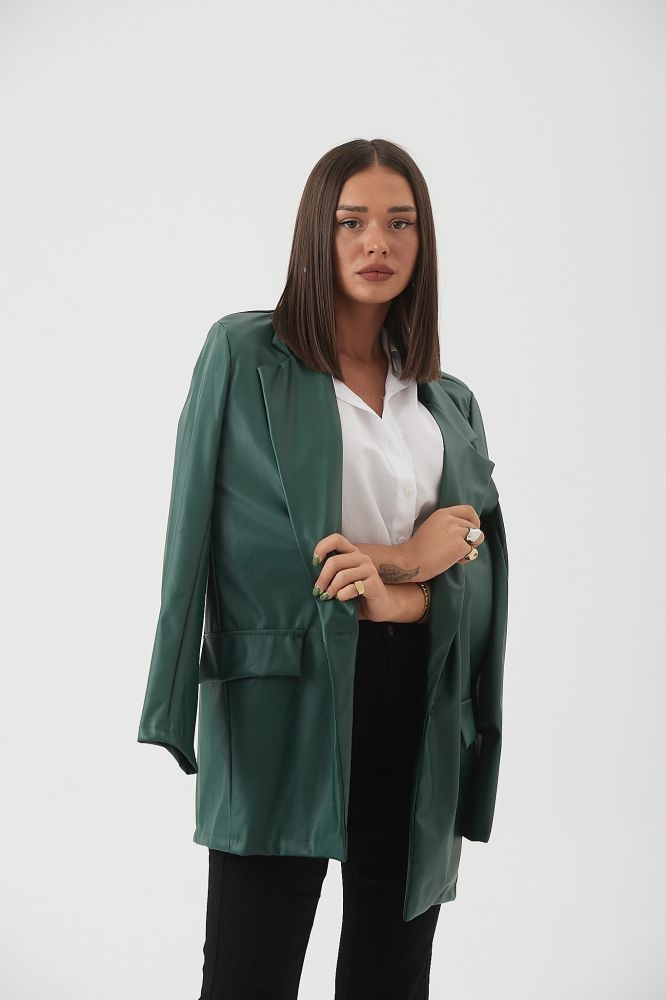 Σακκάκι Oversized Από Δερματίνη