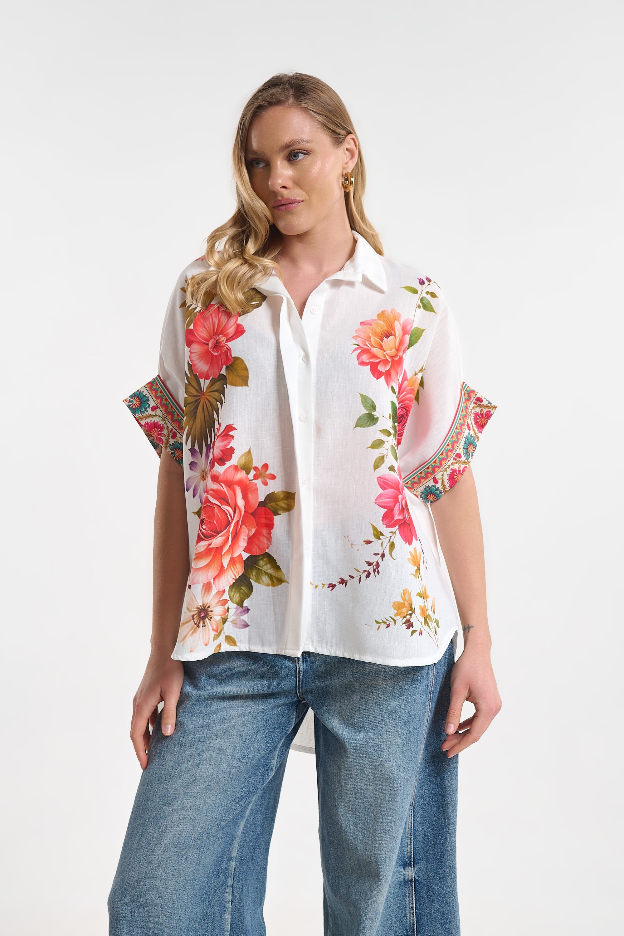 Rose Print Shirt for Women