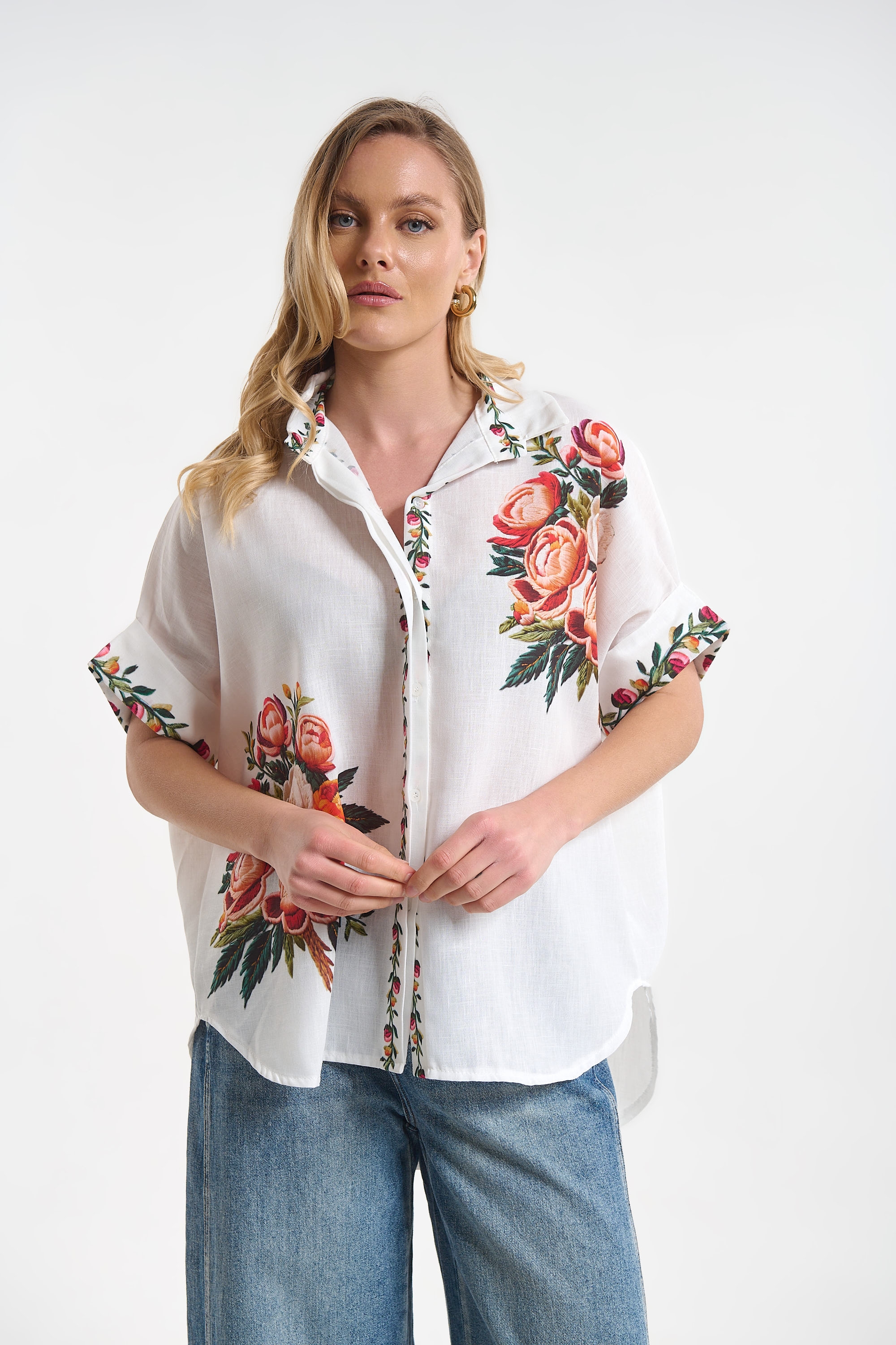Rose Print Shirt for Women