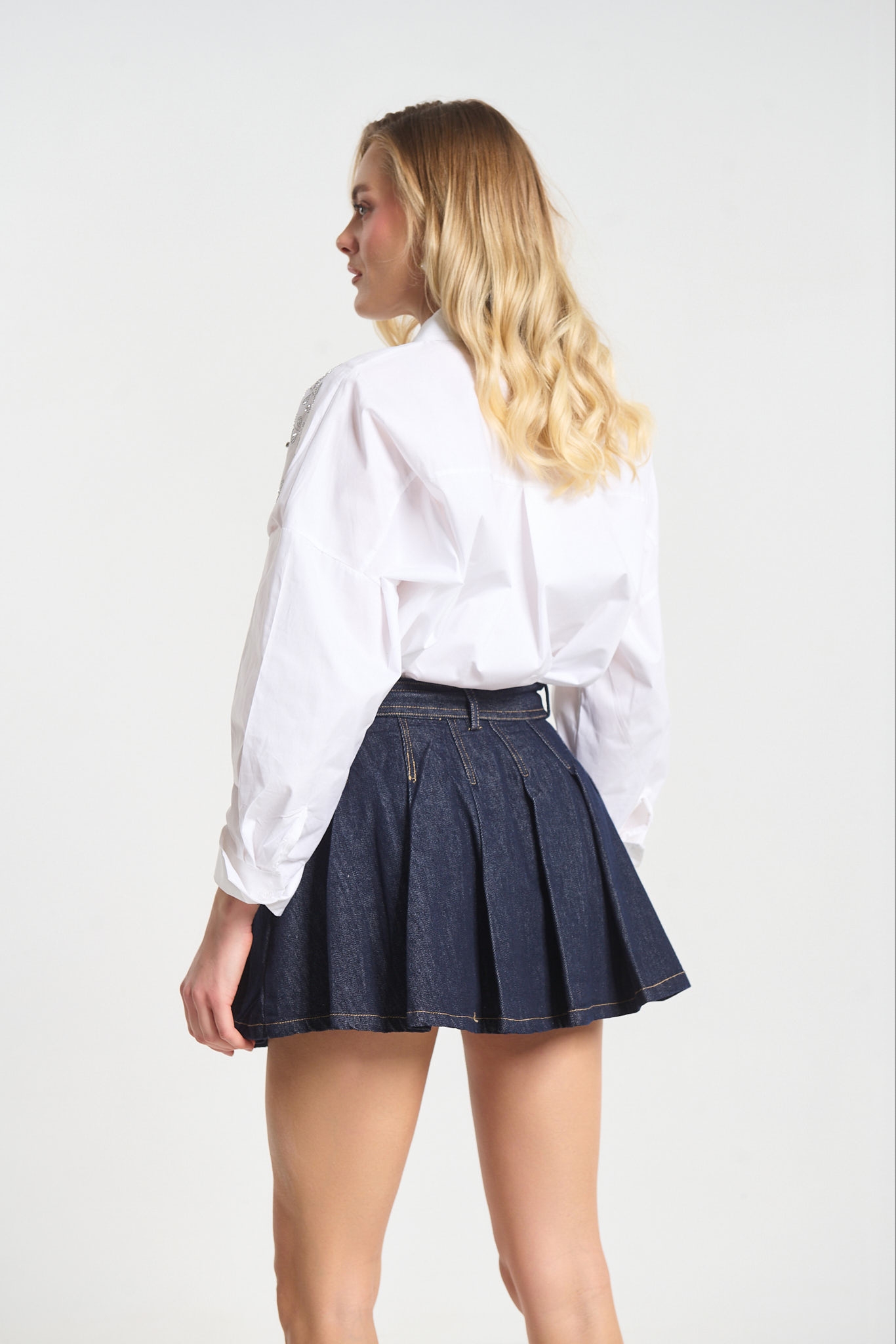 Rhinestoned Branches Decorated Shirt