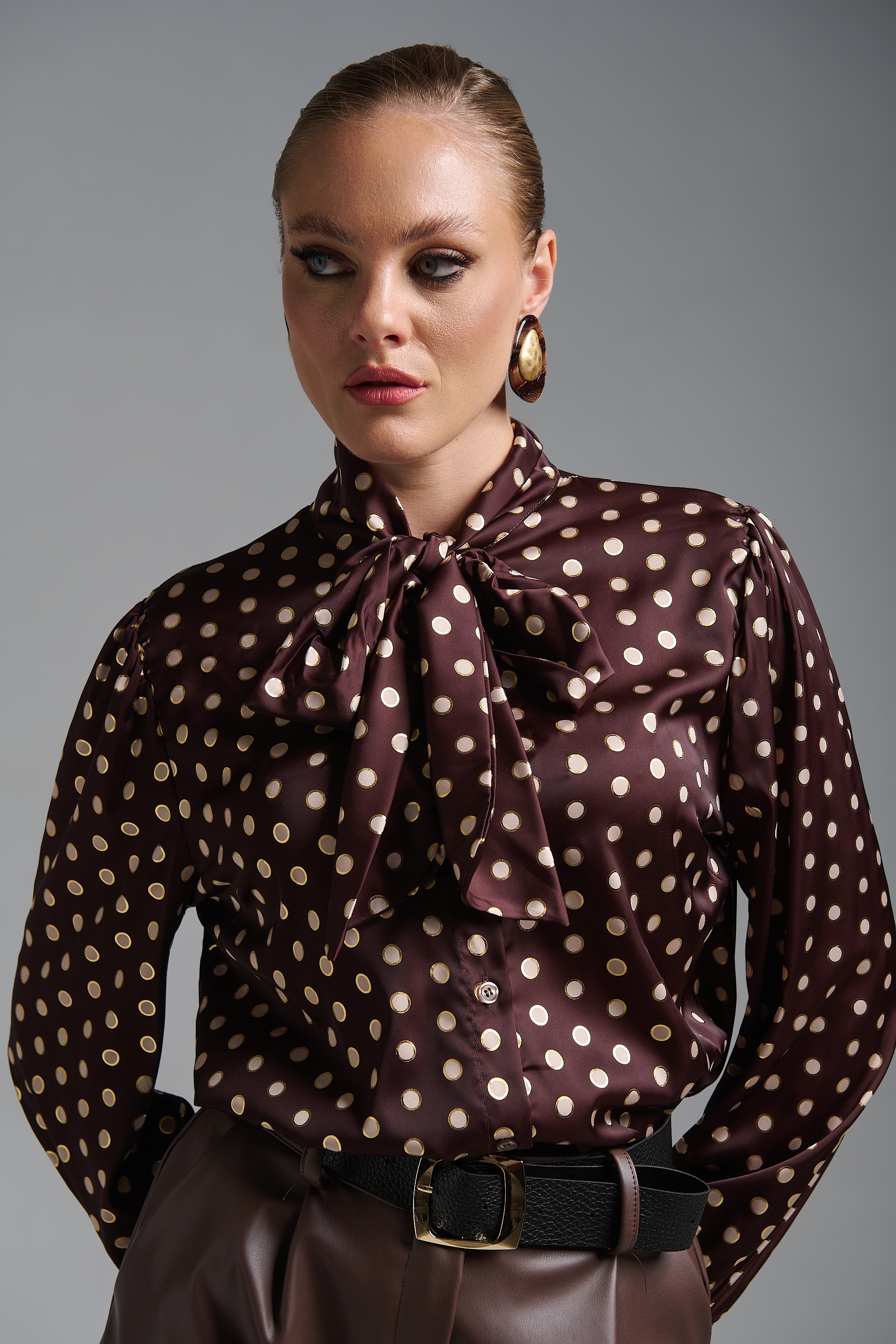Satin Polka-Dot Shirt