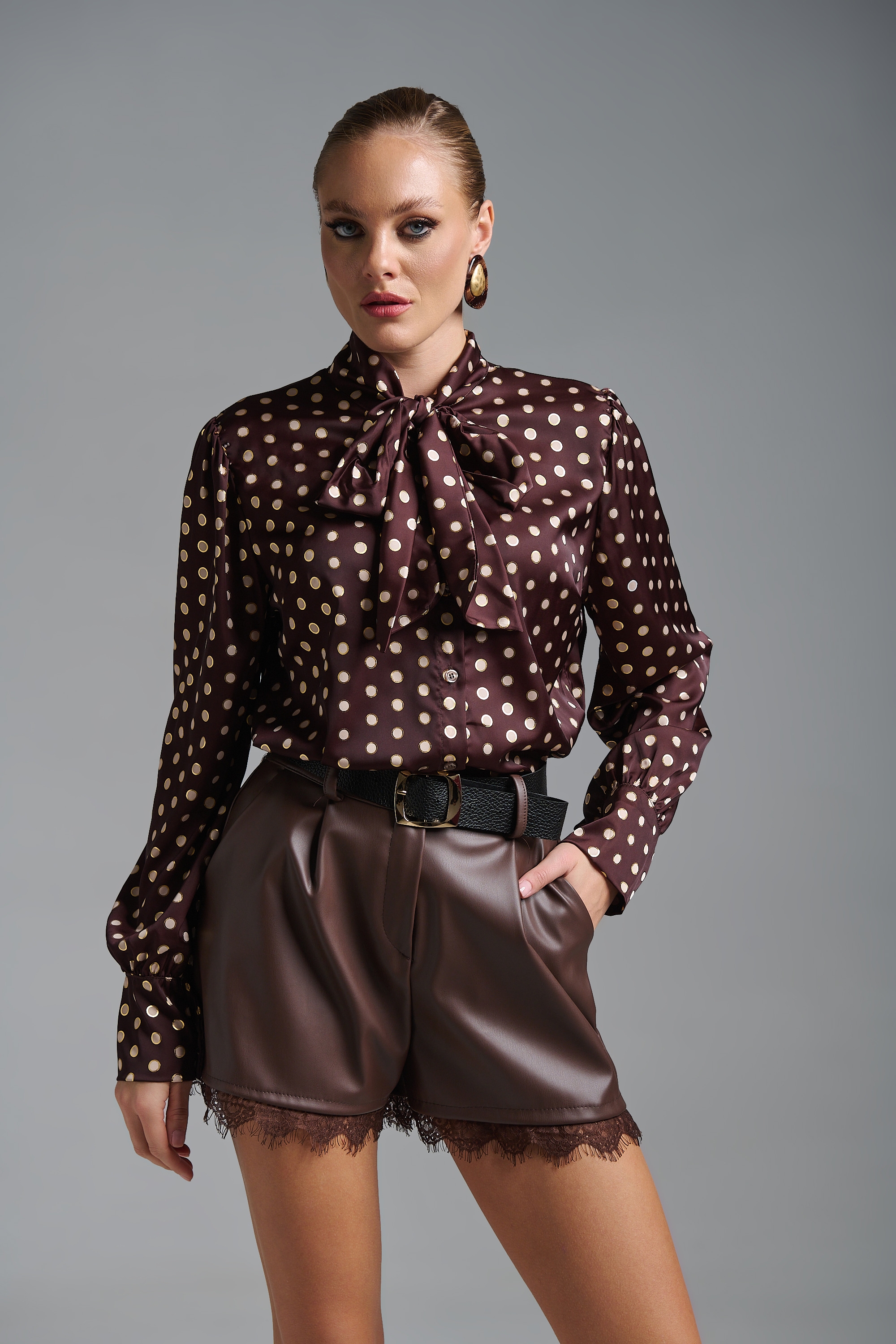 Satin Polka-Dot Shirt
