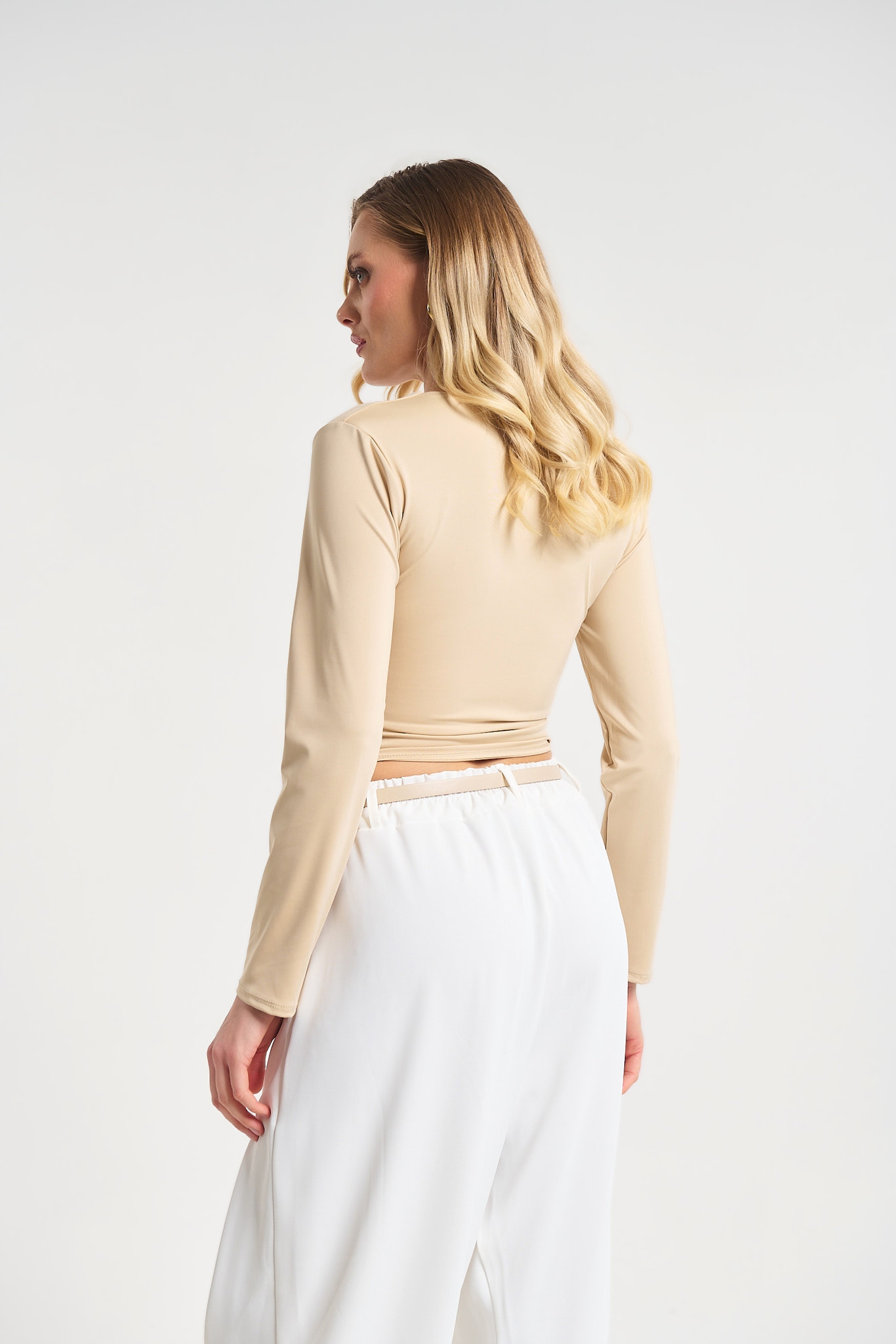 Long Sleeve Wrap Crop Top