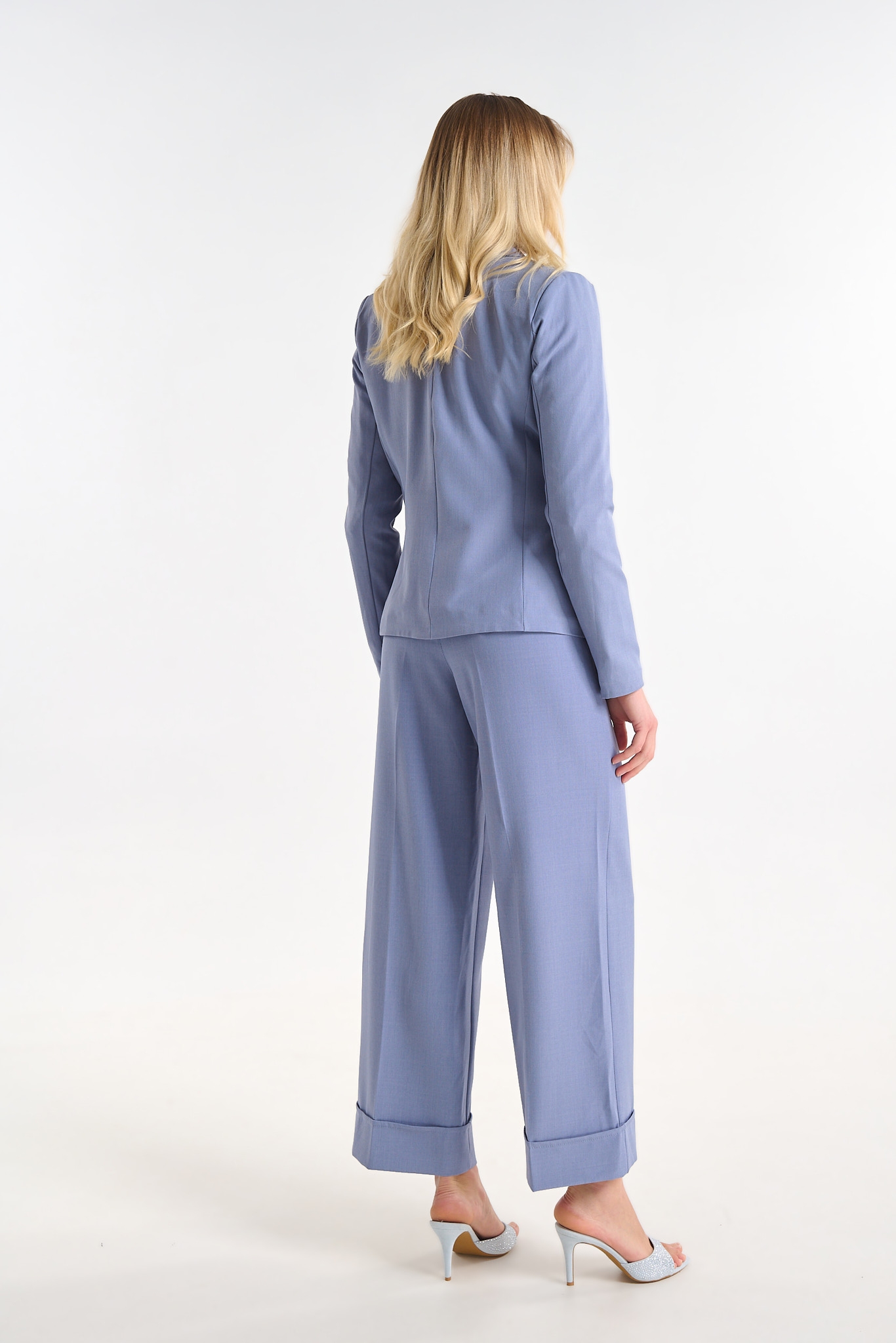 High-Waisted Tailored Trousers with Cuffed Hem and Belt