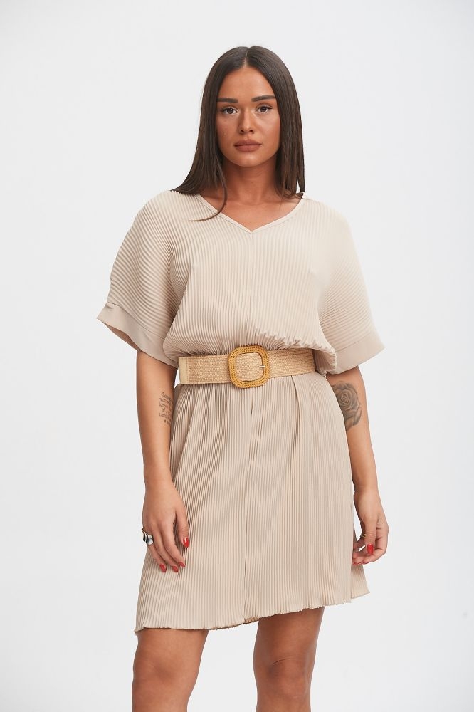 Φόρεμα Γκοφρέ Με Ζωνάκι Έξτρα