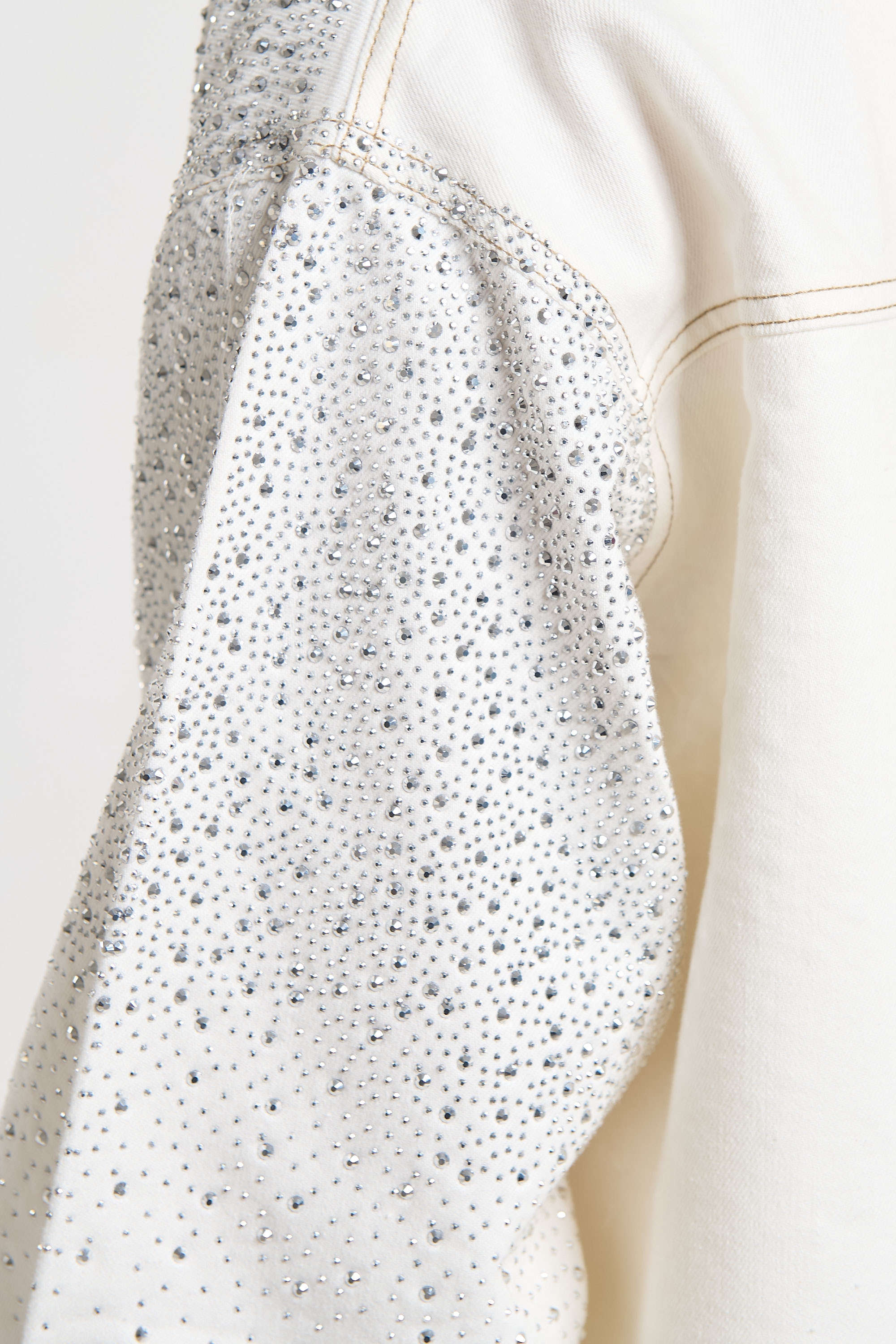 Denim Button-Up Shirt with Rhinestone Detail
